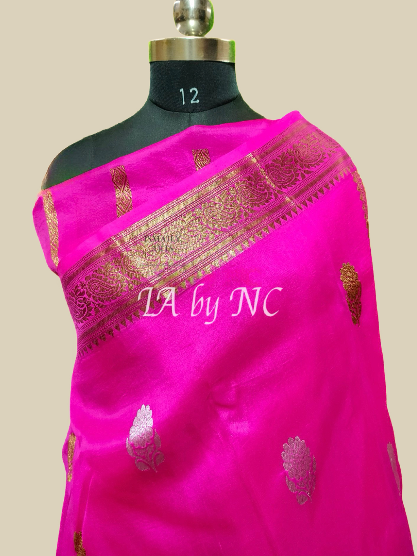 Fuschia Banarasi Pure Kora Organza Kadwa Saree