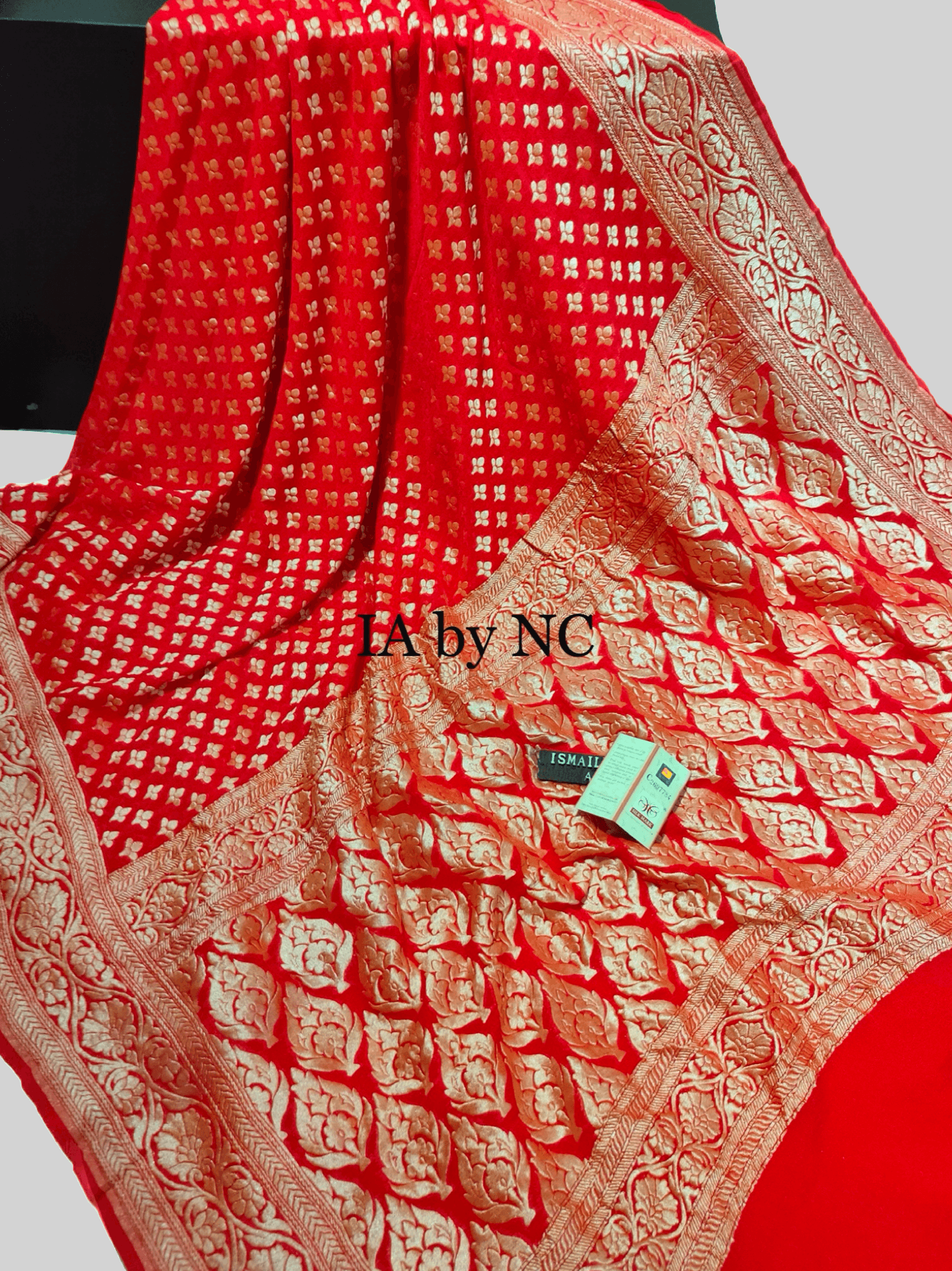 Scarlet Banarasi Pure Khaddi Georgette Saree