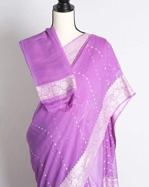 Orchid Banarasi Pure Khaddi Georgette Kadwa Saree