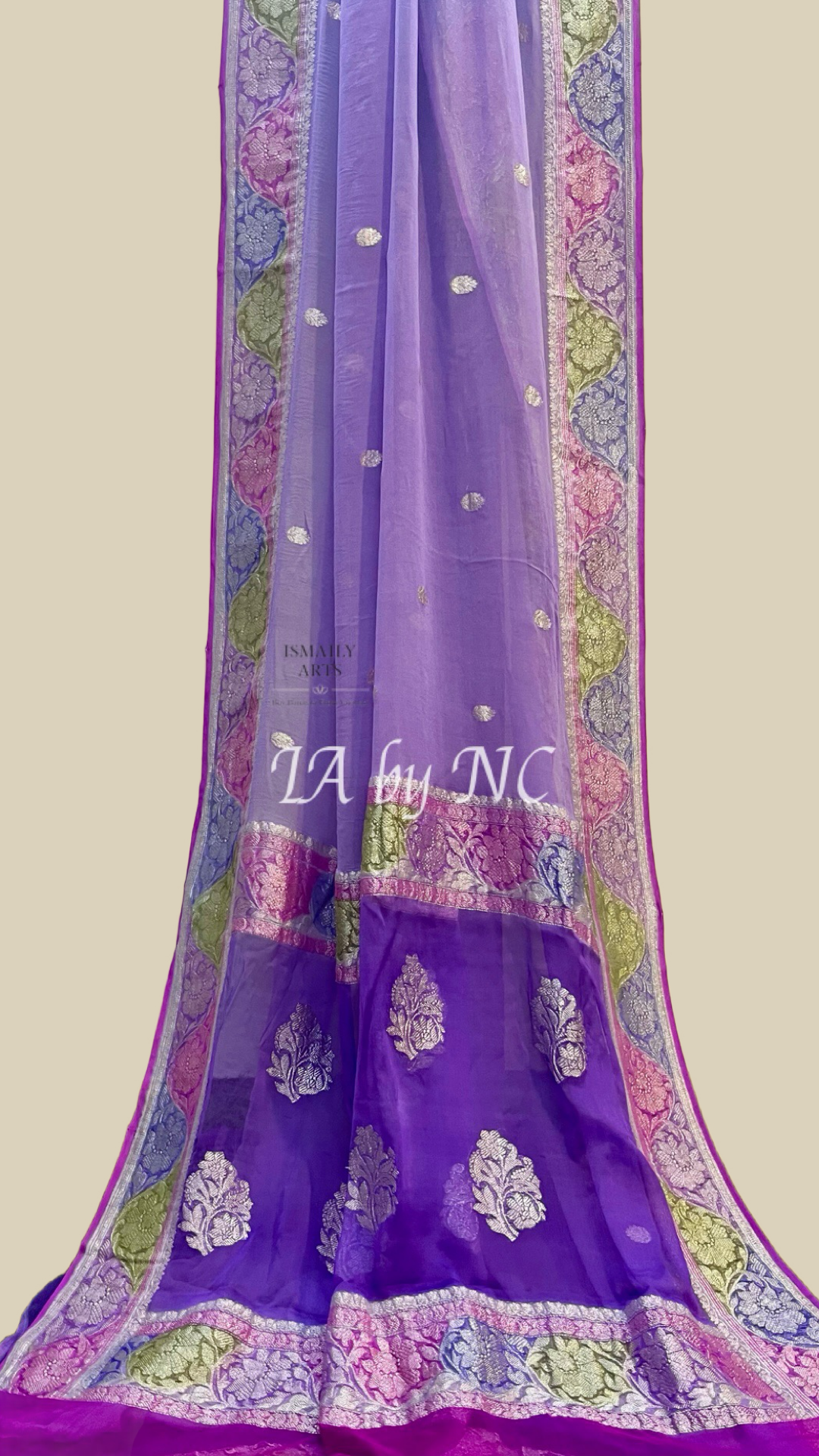 Grape Banarasi Pure Khaddi Georgette Kadwa Saree