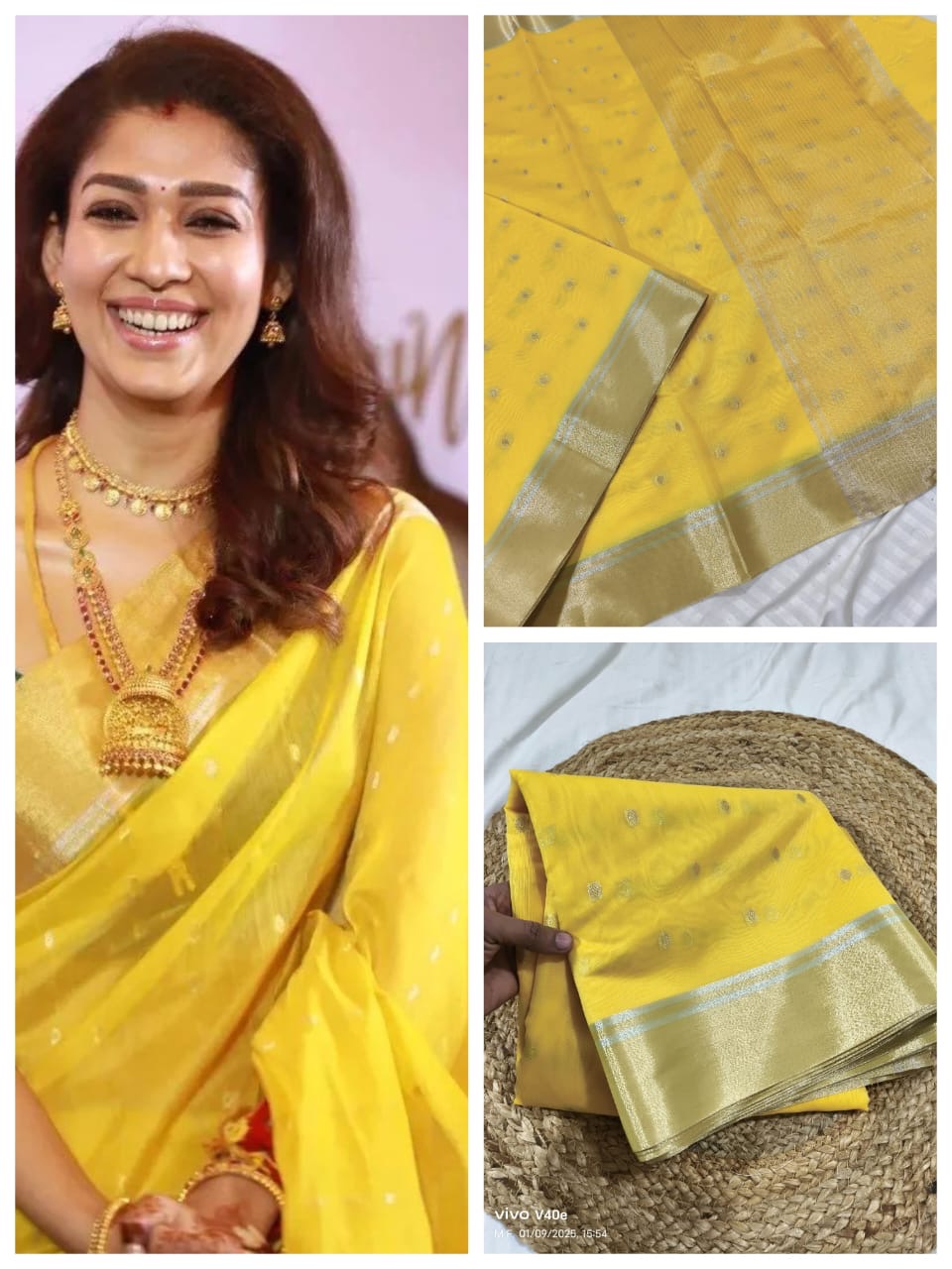 Nayanthara Inspired Banarasi Blend Cotton Silk Saree
