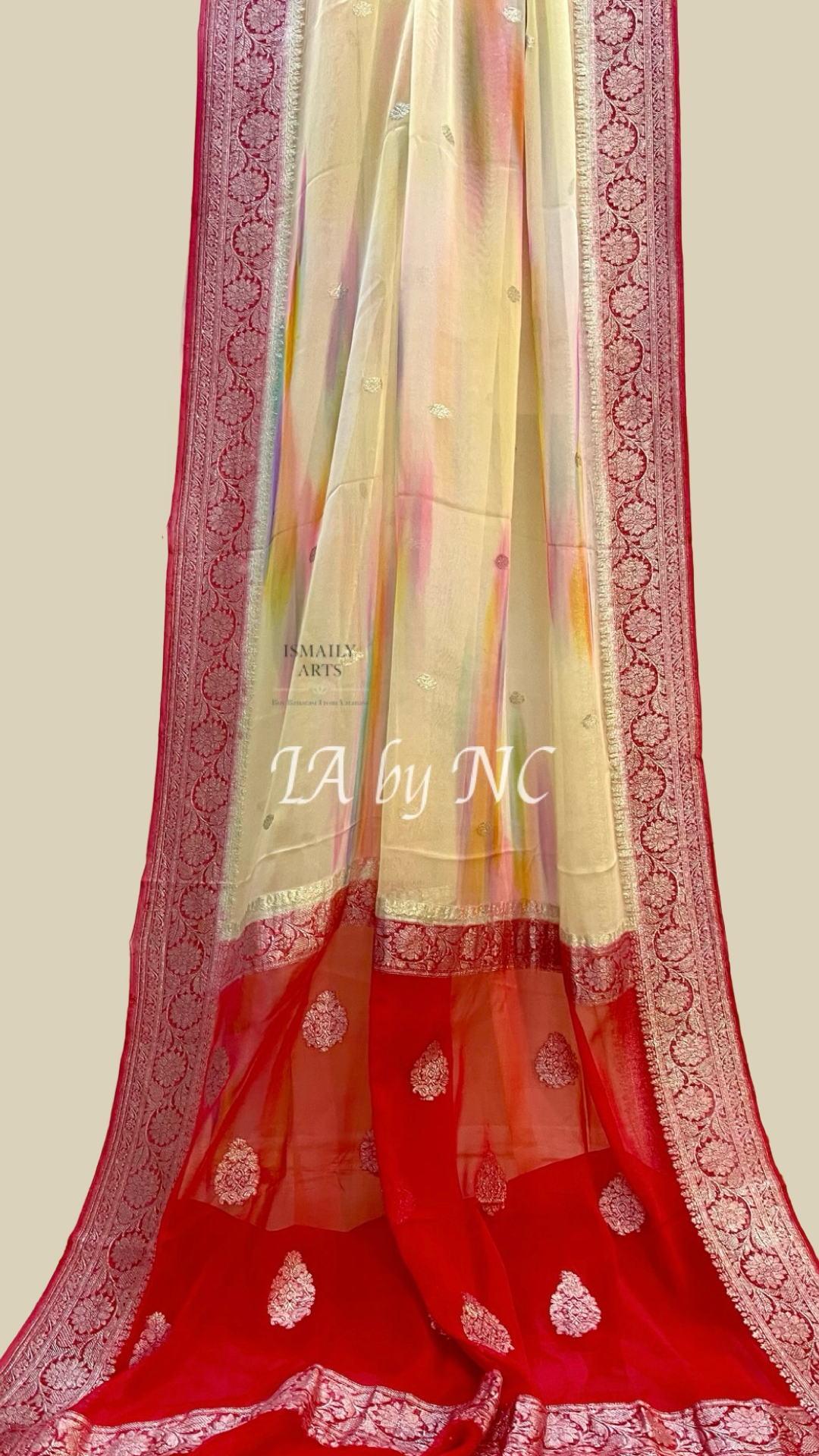 Crimson Banarasi Pure Khaddi Georgette Kadwa Saree