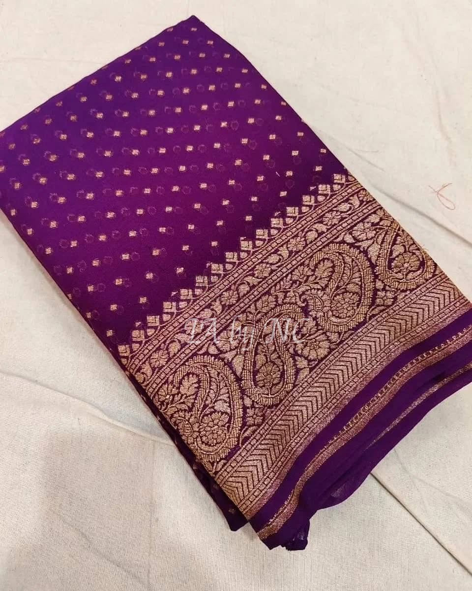 Byzantine Banarasi Pure Khaddi Georgette Saree