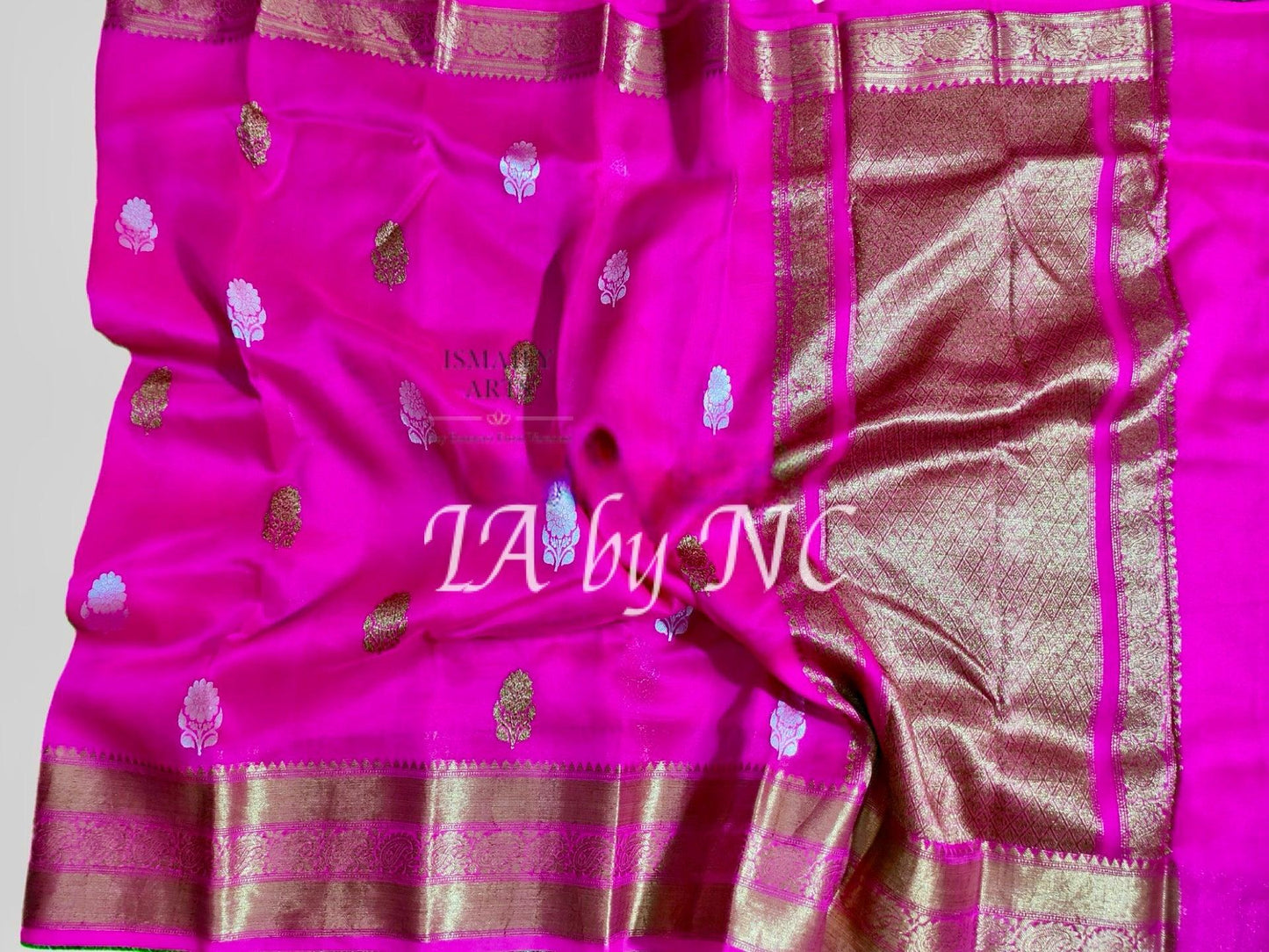 Fuschia Banarasi Pure Kora Organza Kadwa Saree