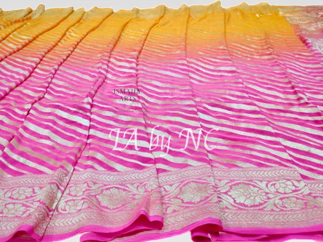 Pink Banarasi Pure Khaddi Georgette Sarees