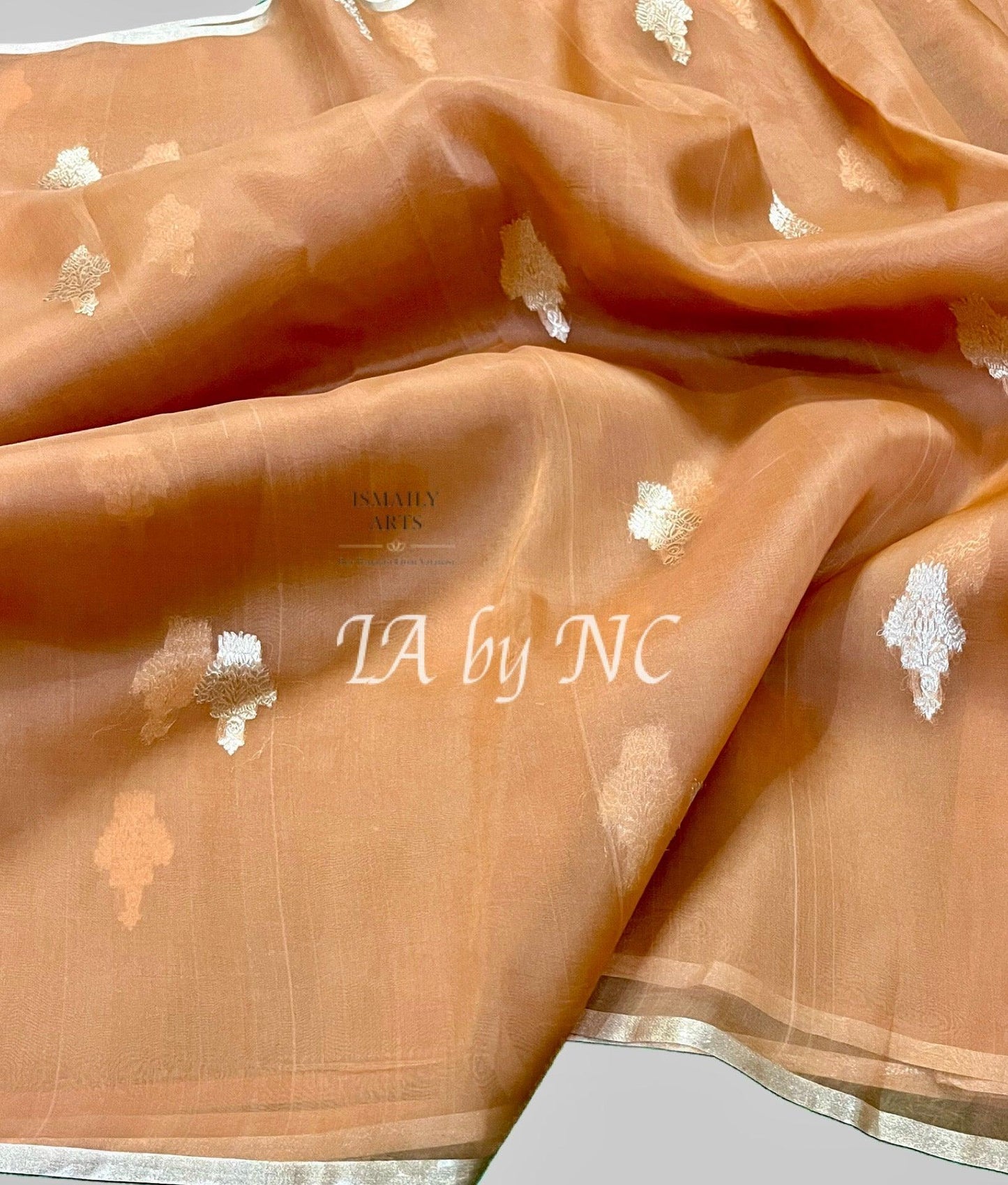 Bronze Banarasi Pure Kora Organza Kadwa Saree