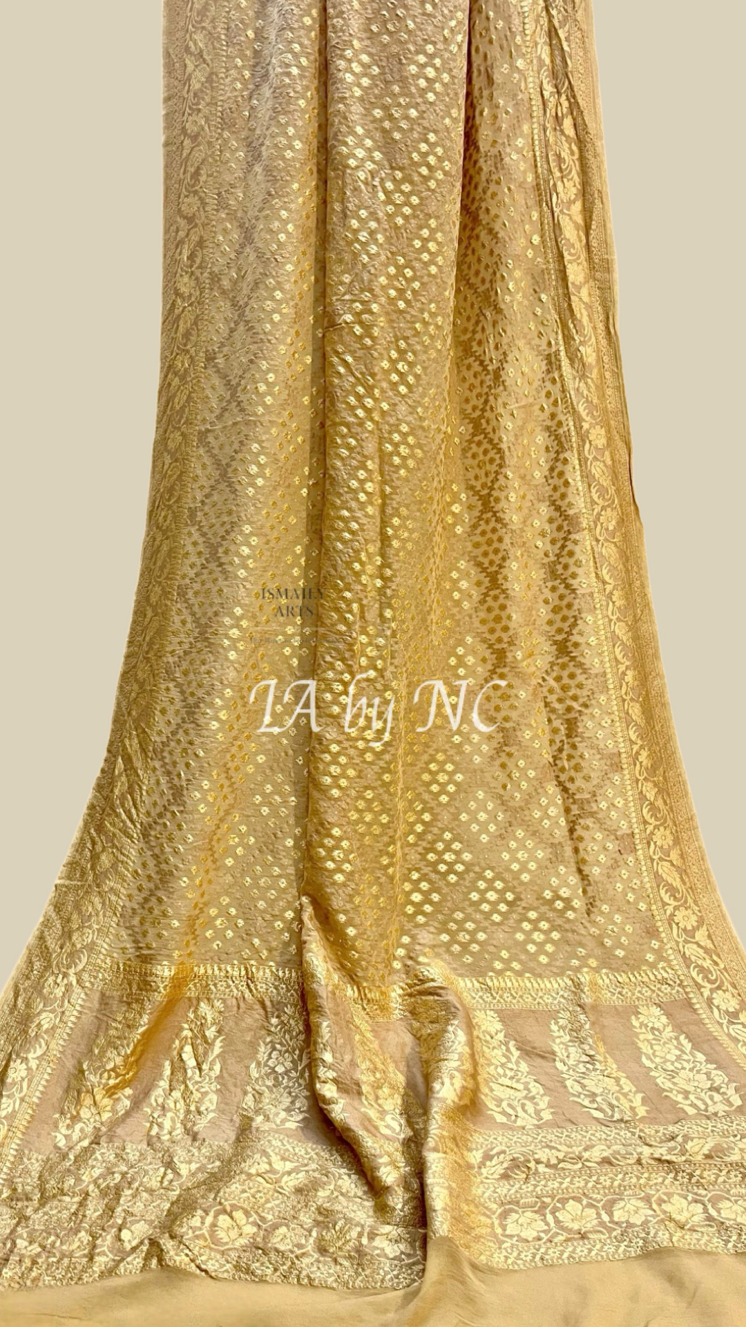 Beige Banarasi Pure Khaddi Georgette Saree