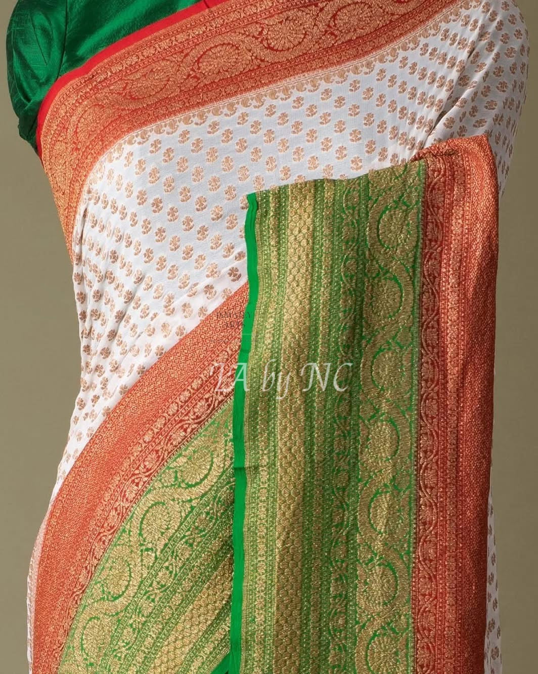 Offwhite Banarasi Pure Khaddi Georgette Saree