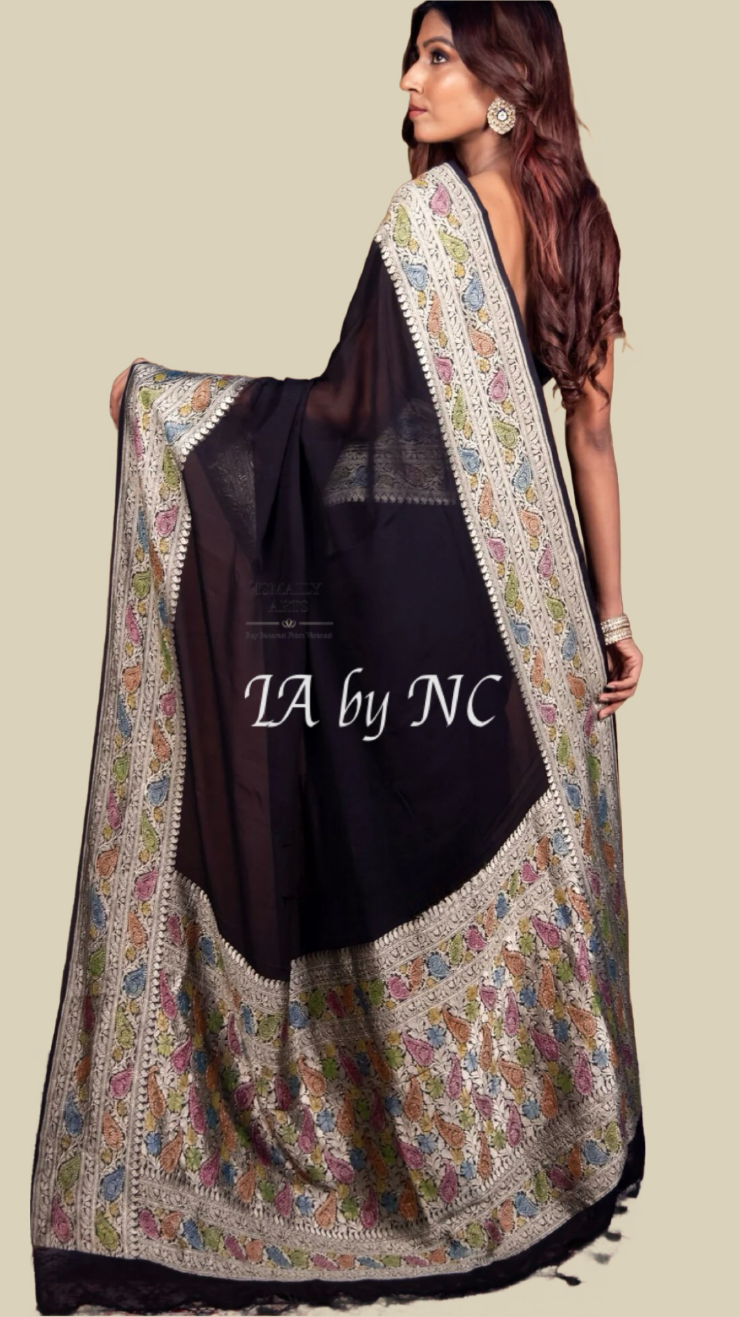 Black Banarasi Pure Khaddi Georgette Saree