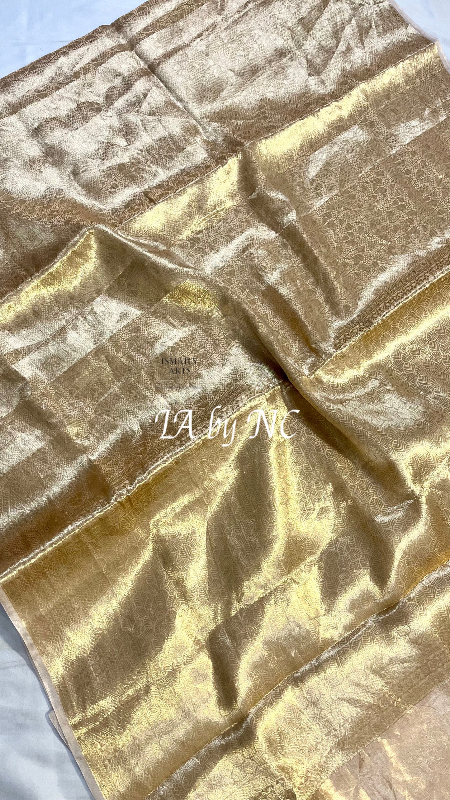 Beige Banarasi Pure Tissue Silk Brocade Saree