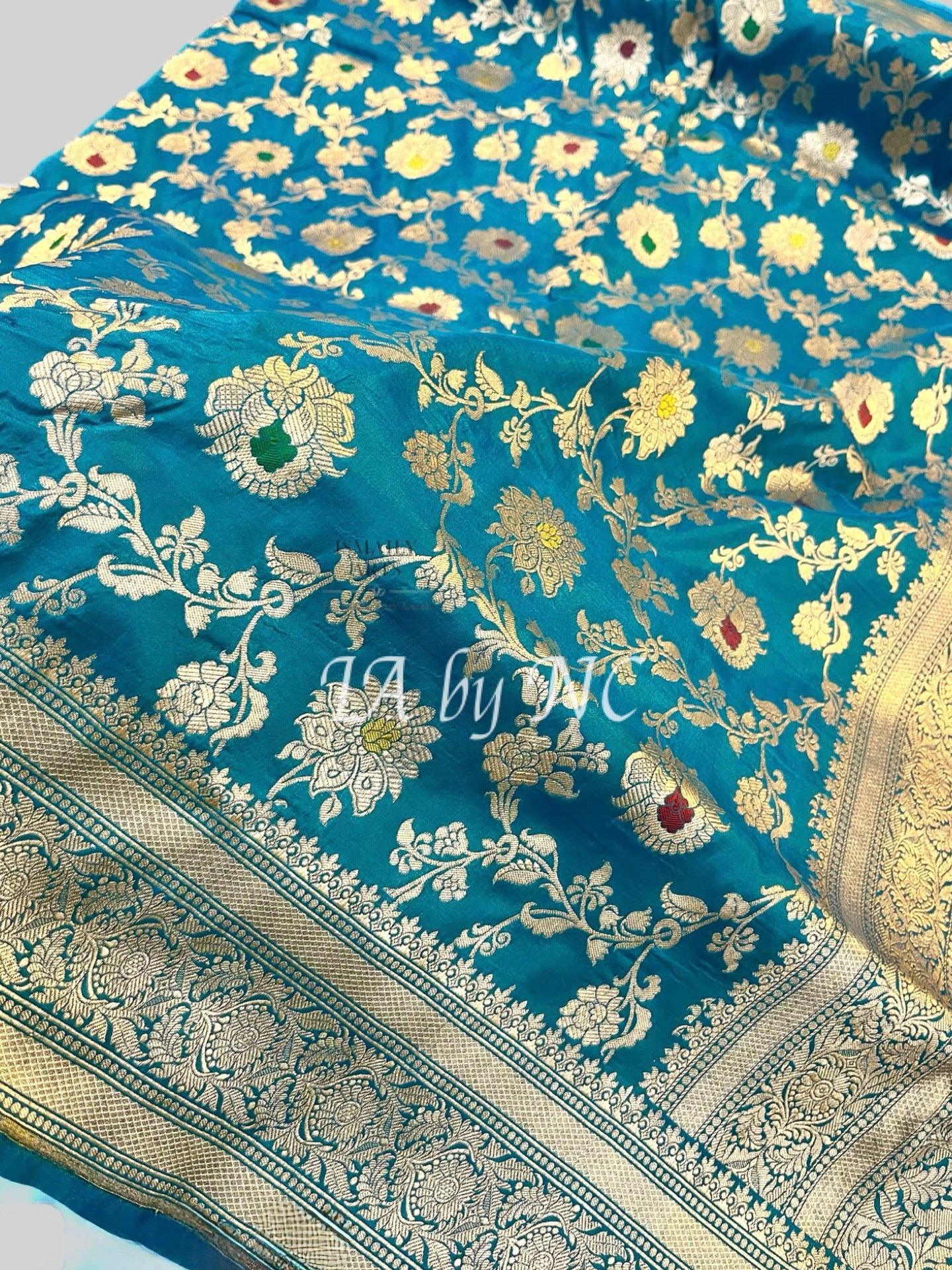 Saphhire Banarasi Pure Katan Silk Meenakari Pattu Saree
