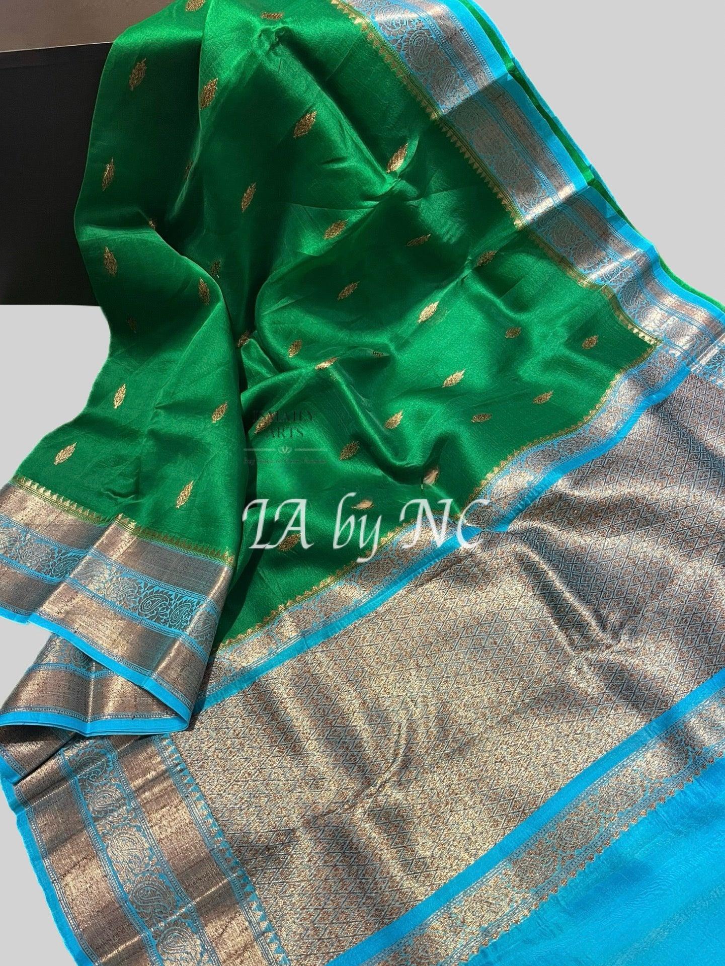 Bottle Banarasi Pure Kora Organza Kadwa Saree