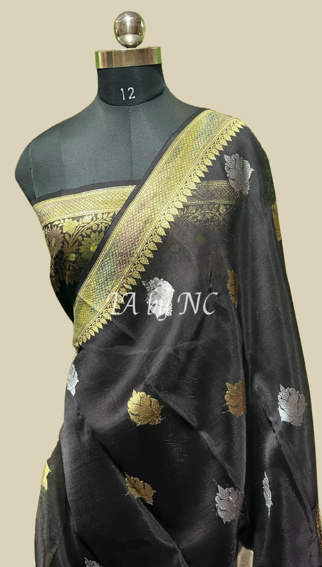 Black Banarasi Pure Kora Organza Kadwa Saree