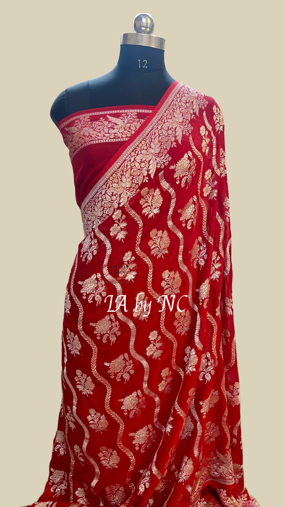 Crimson Banarasi Pure Khaddi Georgette Saree