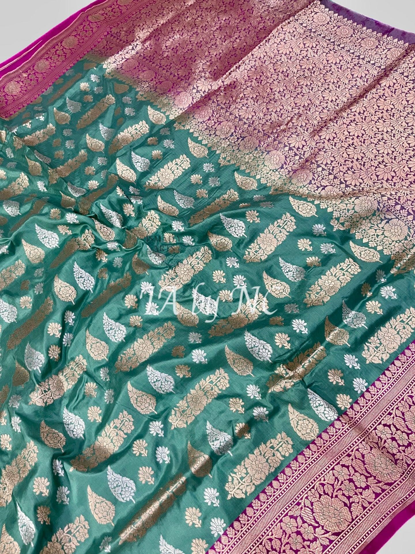 Jungle Banarasi Pure Katan Silk Meenakari Pattu Saree