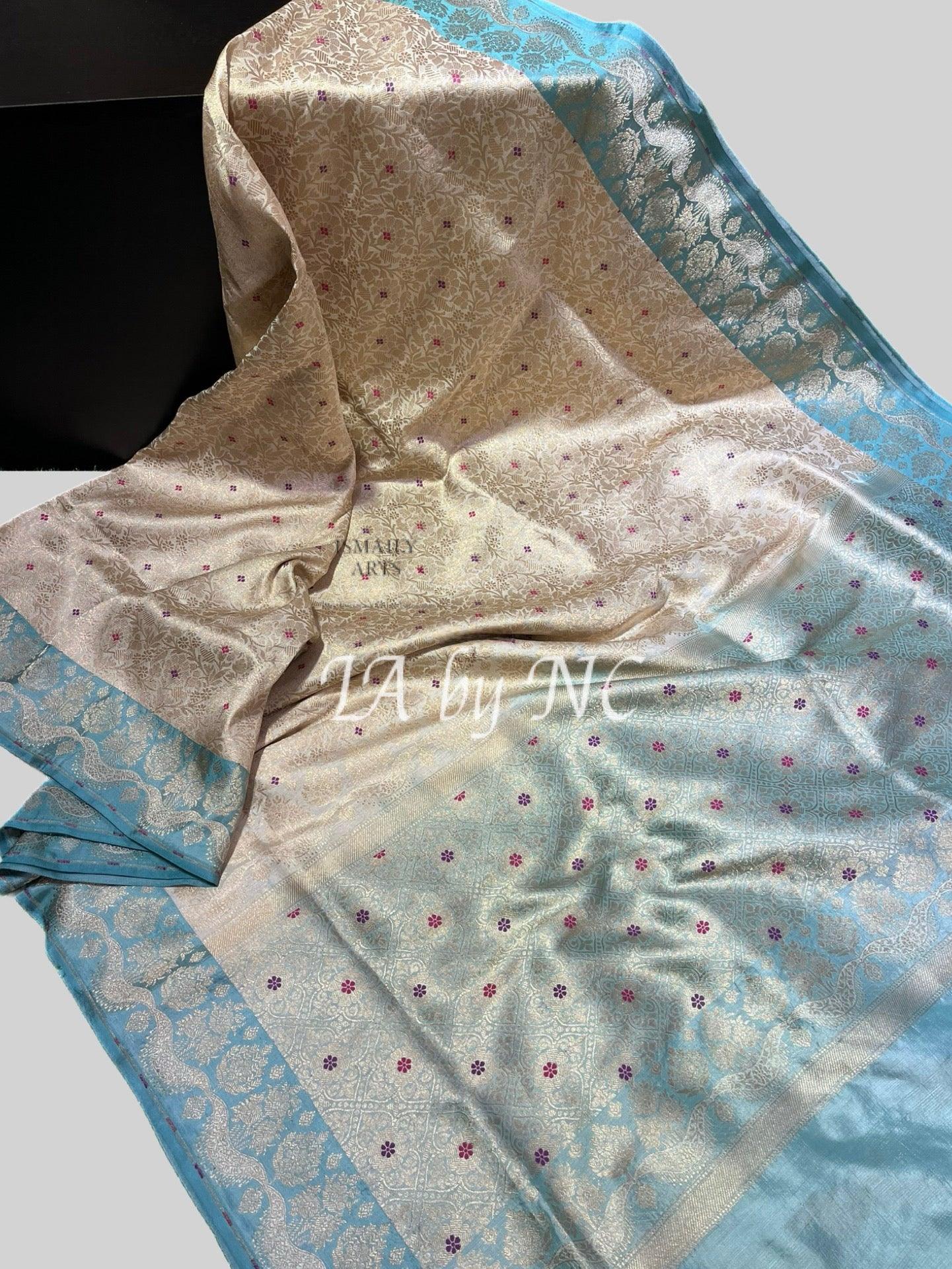 Beige Banarasi Pure Katan Silk Pattu Saree