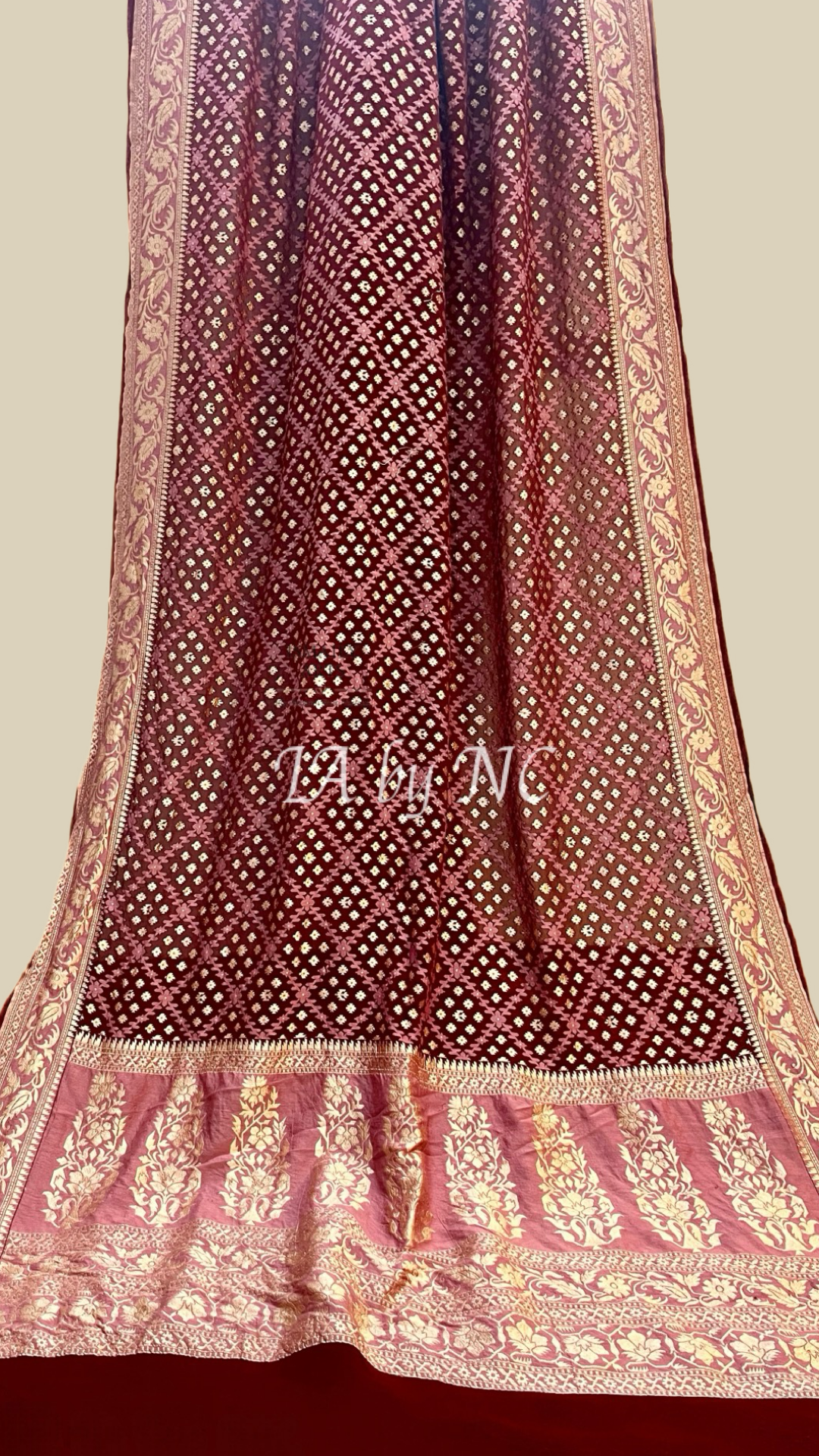 Maroon Banarasi Pure Khaddi Georgette Saree