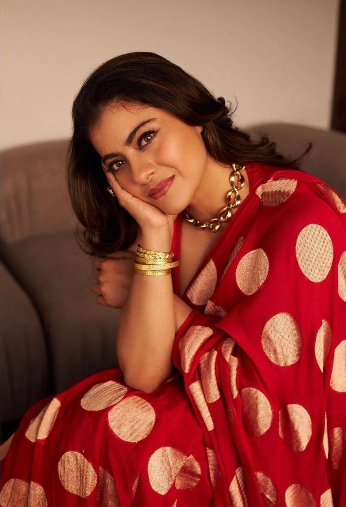 Kajol Crimson Banarasi Pure Khaddi Georgette Saree