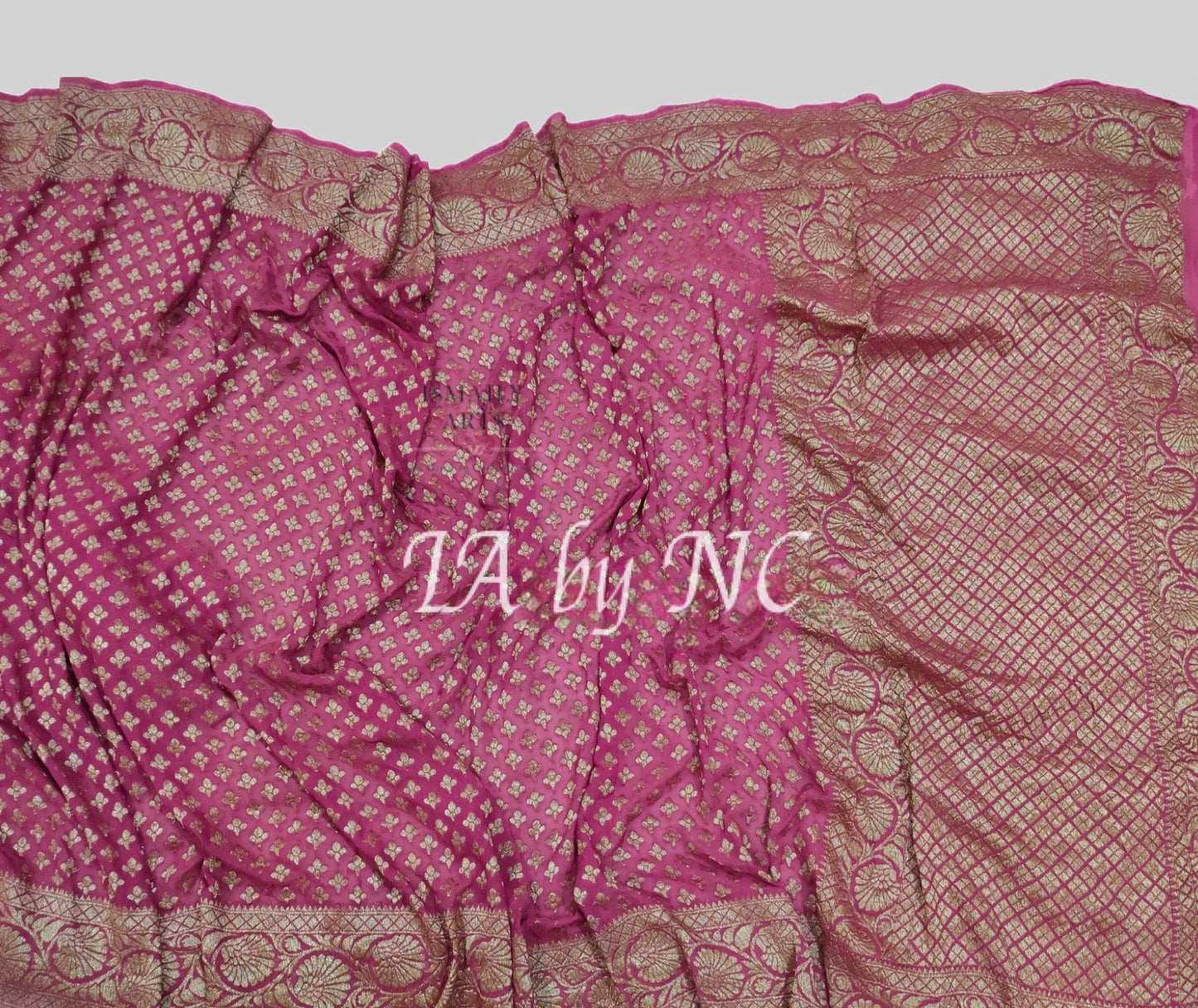 Fushcia Banarasi Pure Khaddi Georgette Saree