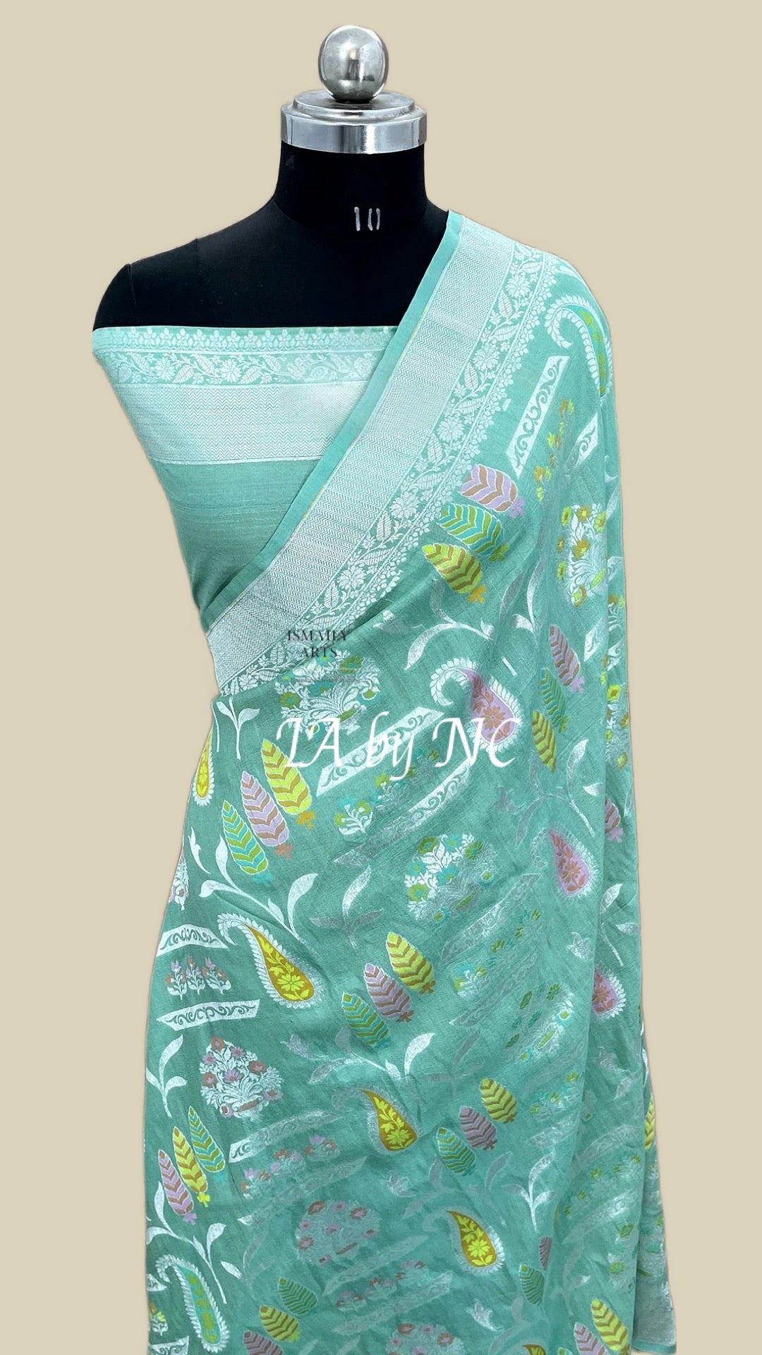 Turquoise Banarasi Pure Khaddi Tussar Georgette Meenakari Saree