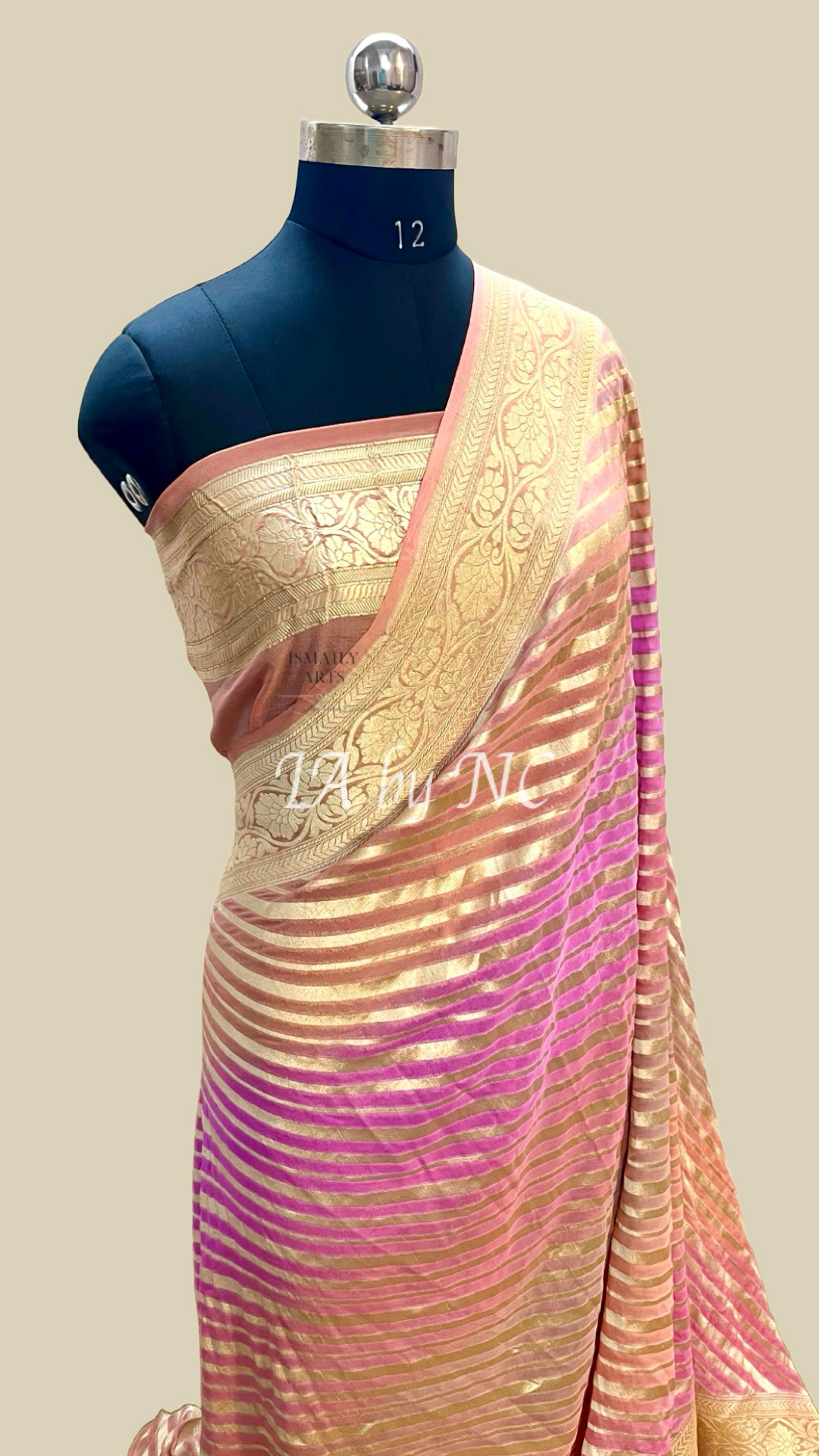 Salmon Banarasi Pure Khaddi Georgette Saree