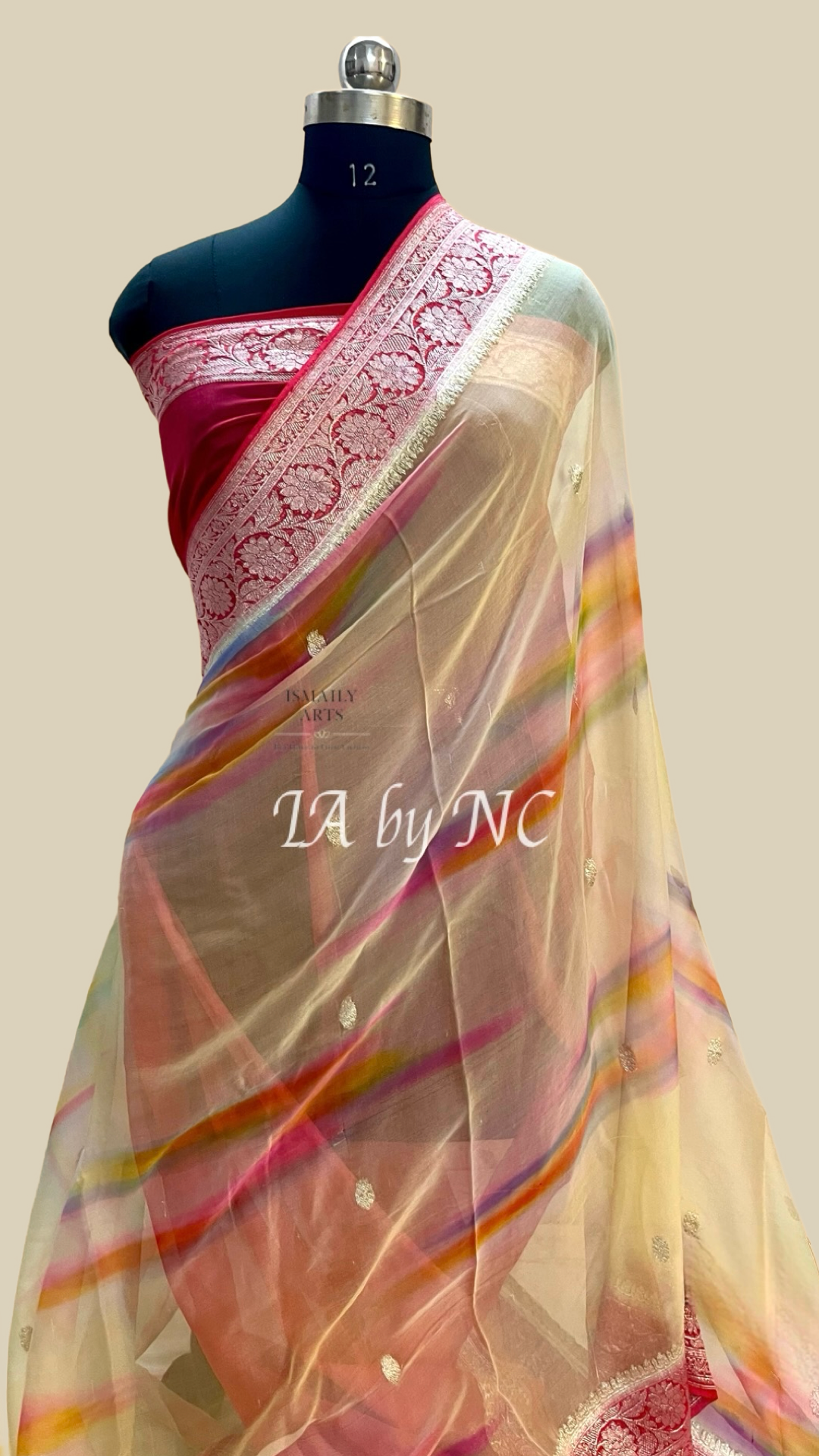 Crimson Banarasi Pure Khaddi Georgette Kadwa Saree