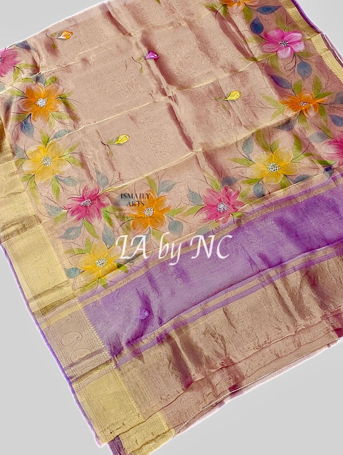 Grape Banarasi Pure Tissue Silk Saree