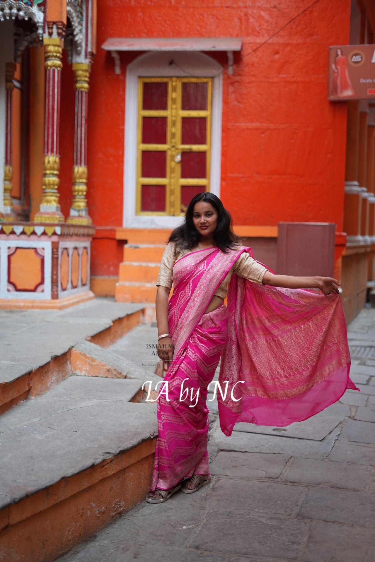 Fuschia Banarasi Pure Khaddi Georgette Saree