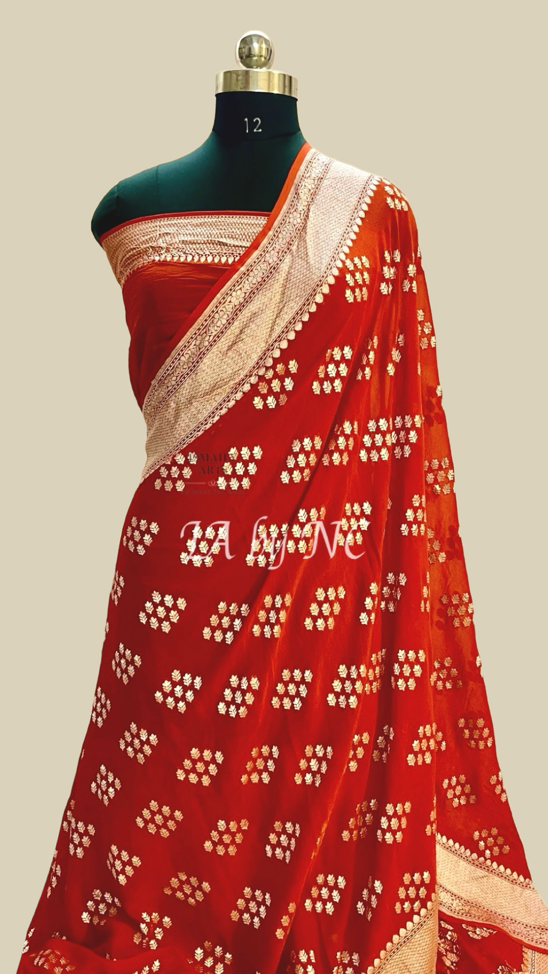 Scarlet Banarasi Pure Khaddi Georgette Saree