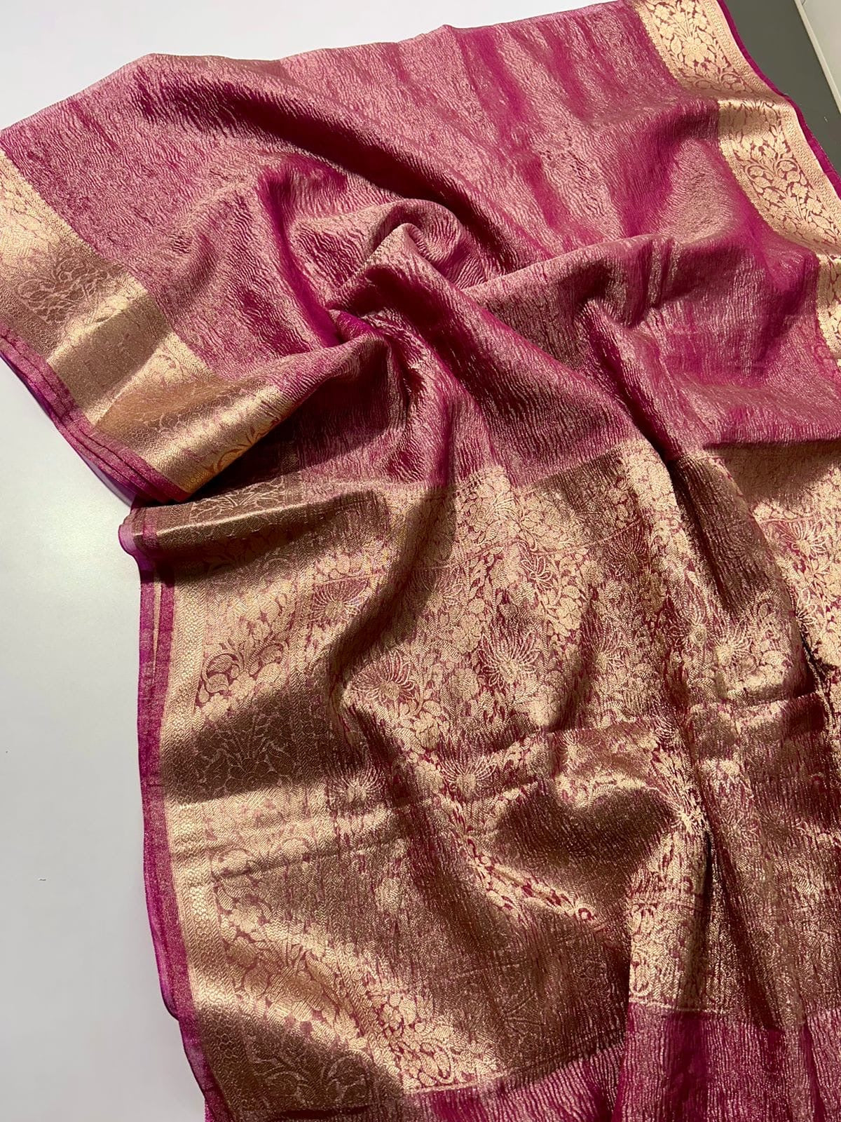 Banarasi Blend Tissue Silk Crushed Saree