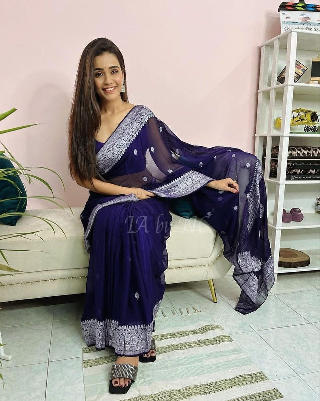 Space Banarasi Pure Khaddi Georgette Kadwa Saree