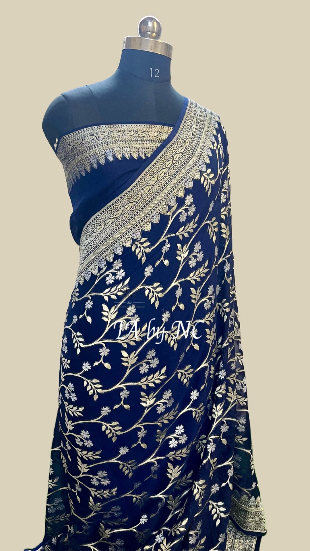 Navy Banarasi Pure Khaddi Georgette Saree