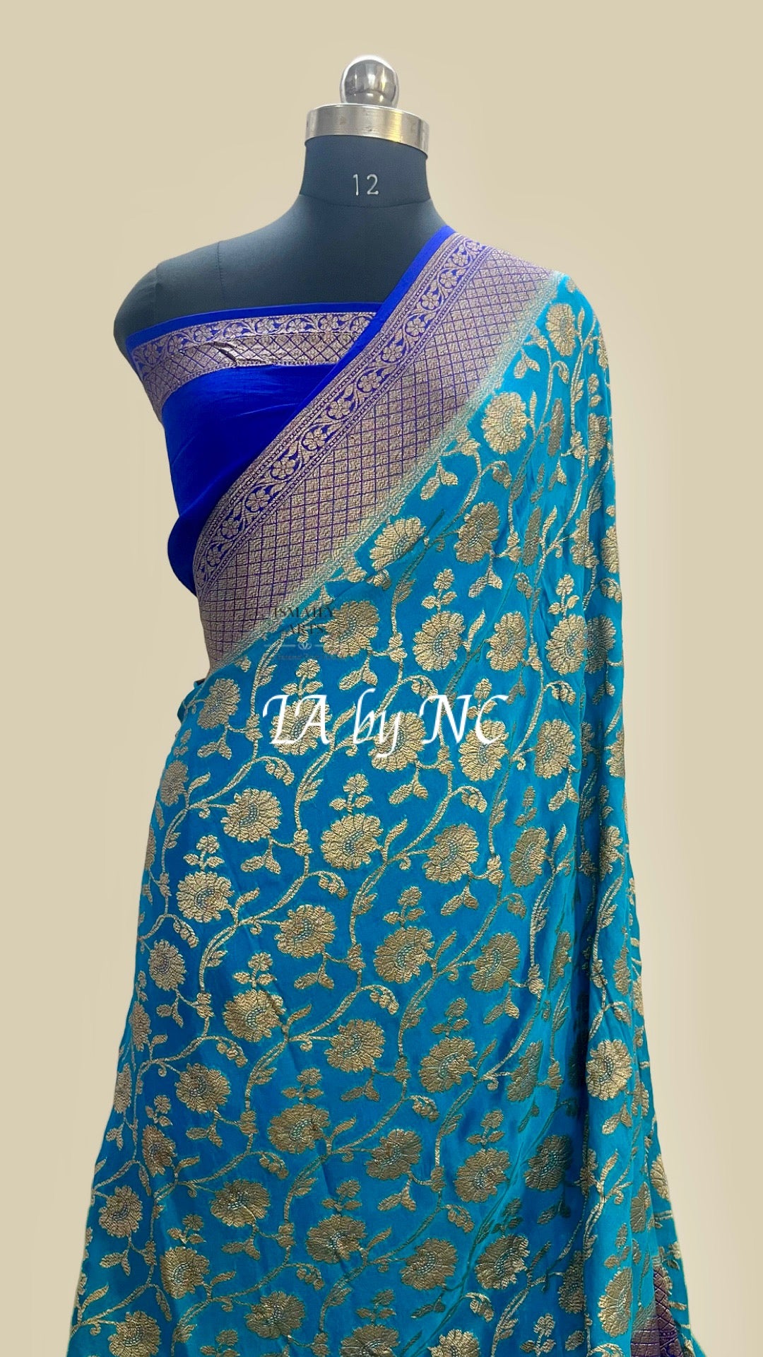 Azure Banarasi Pure Khaddi Georgette Saree