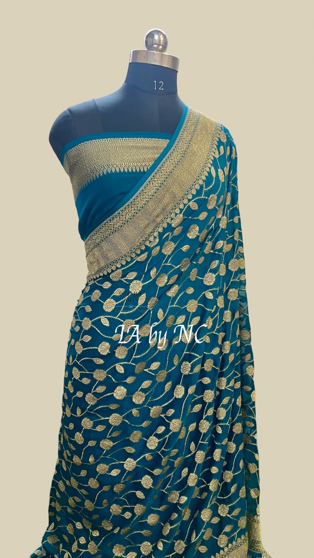 Turquoise Banarasi Pure Khaddi Georgette Saree