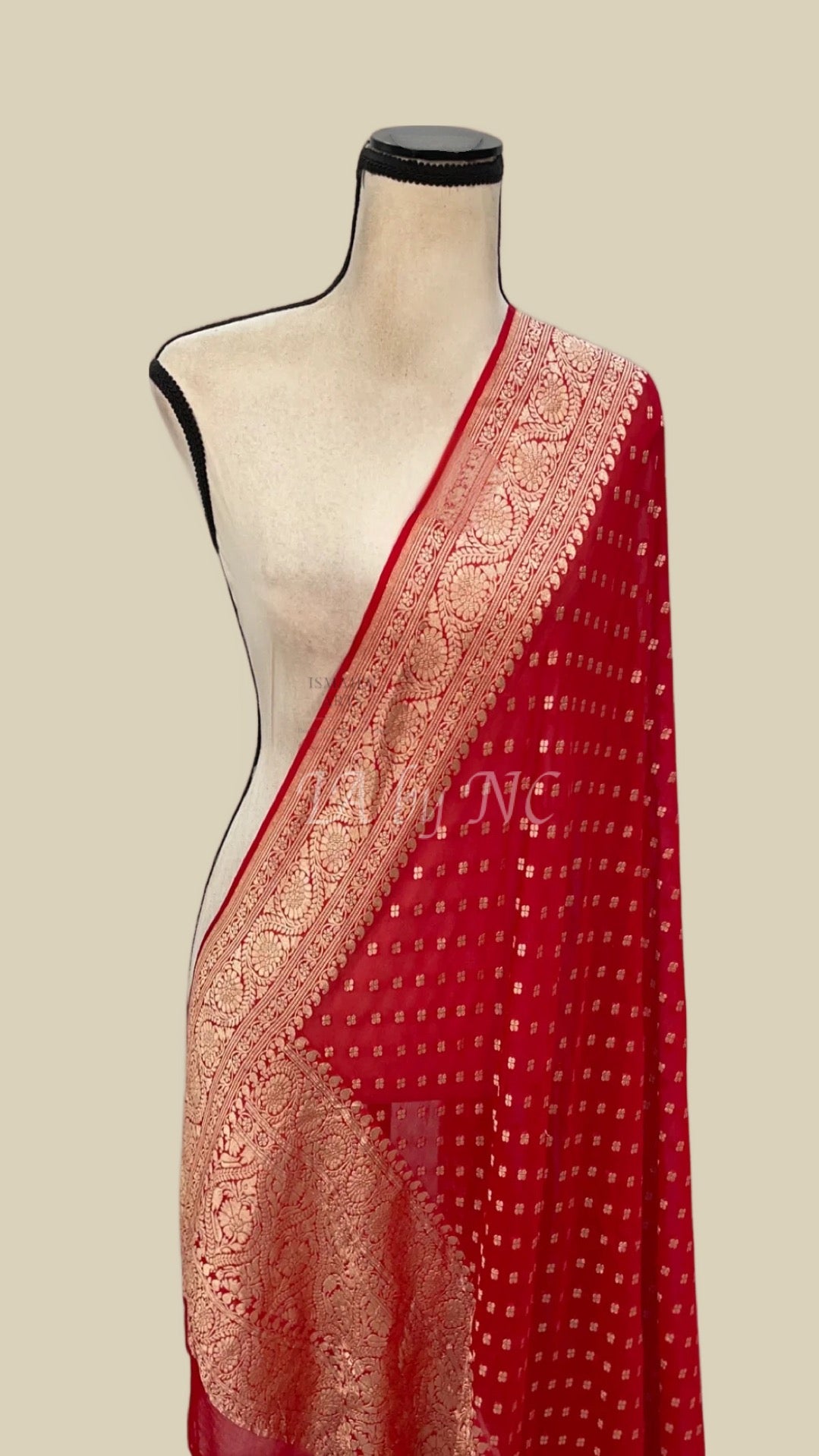 Crimson Banarasi Pure Khaddi Georgette Dupatta
