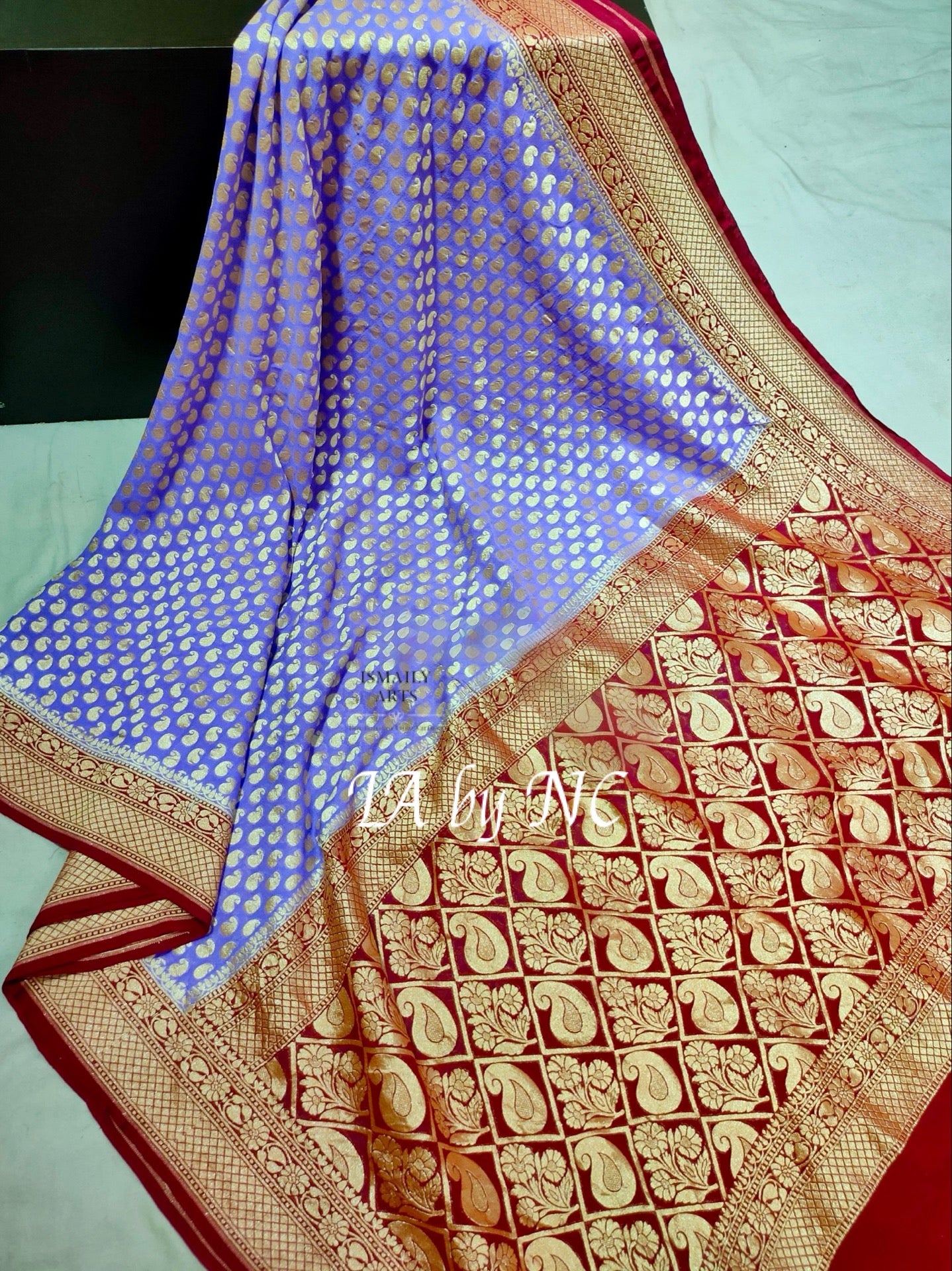 Lavender Banarasi Pure Khaddi Georgette Saree