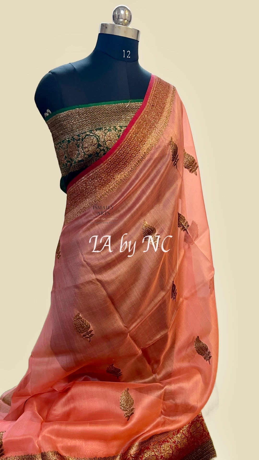 Salmon Banarasi Pure Kora Silk Kadwa Saree