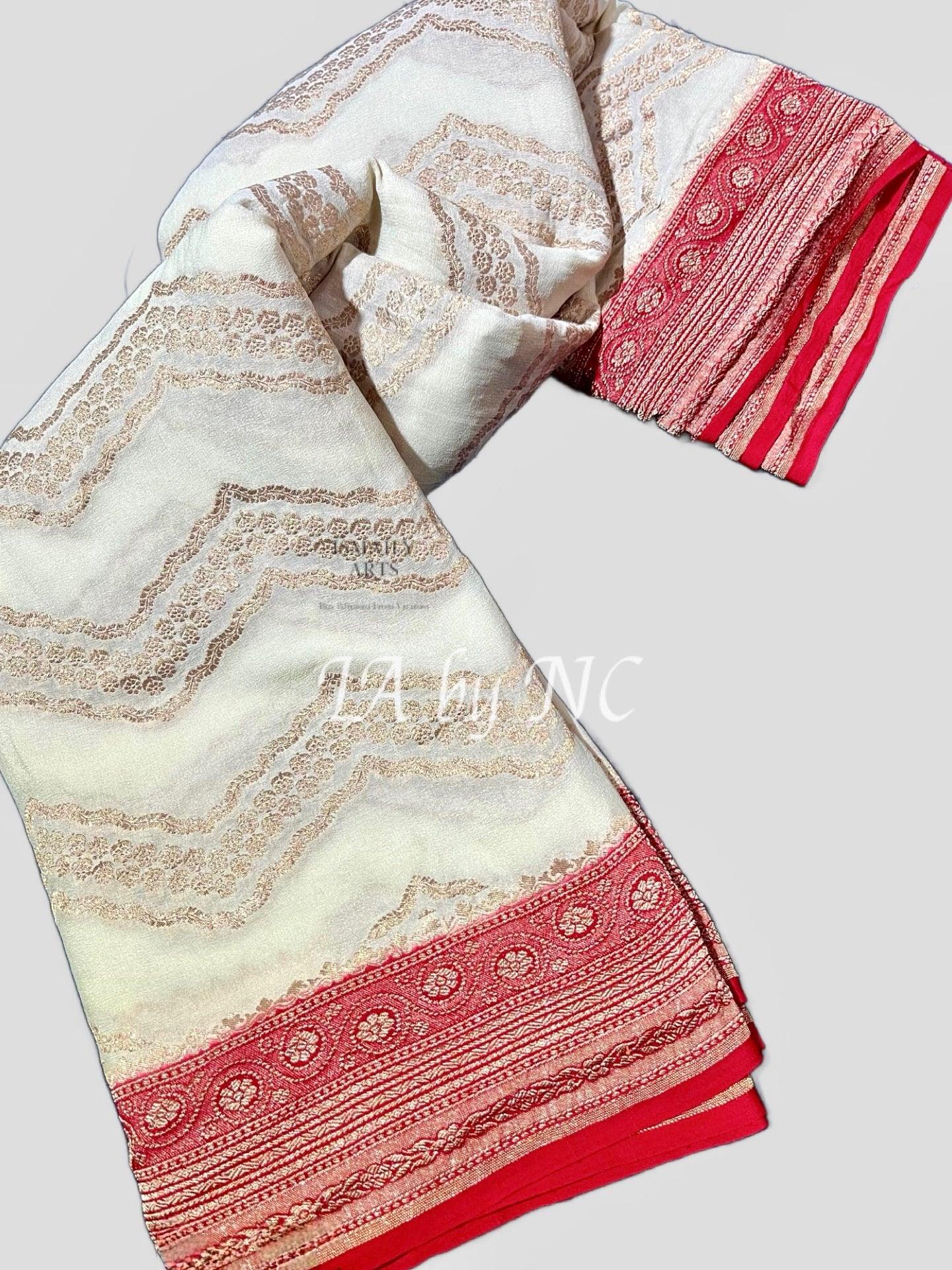 Crimson Banarasi Pure Khaddi Georgette Saree