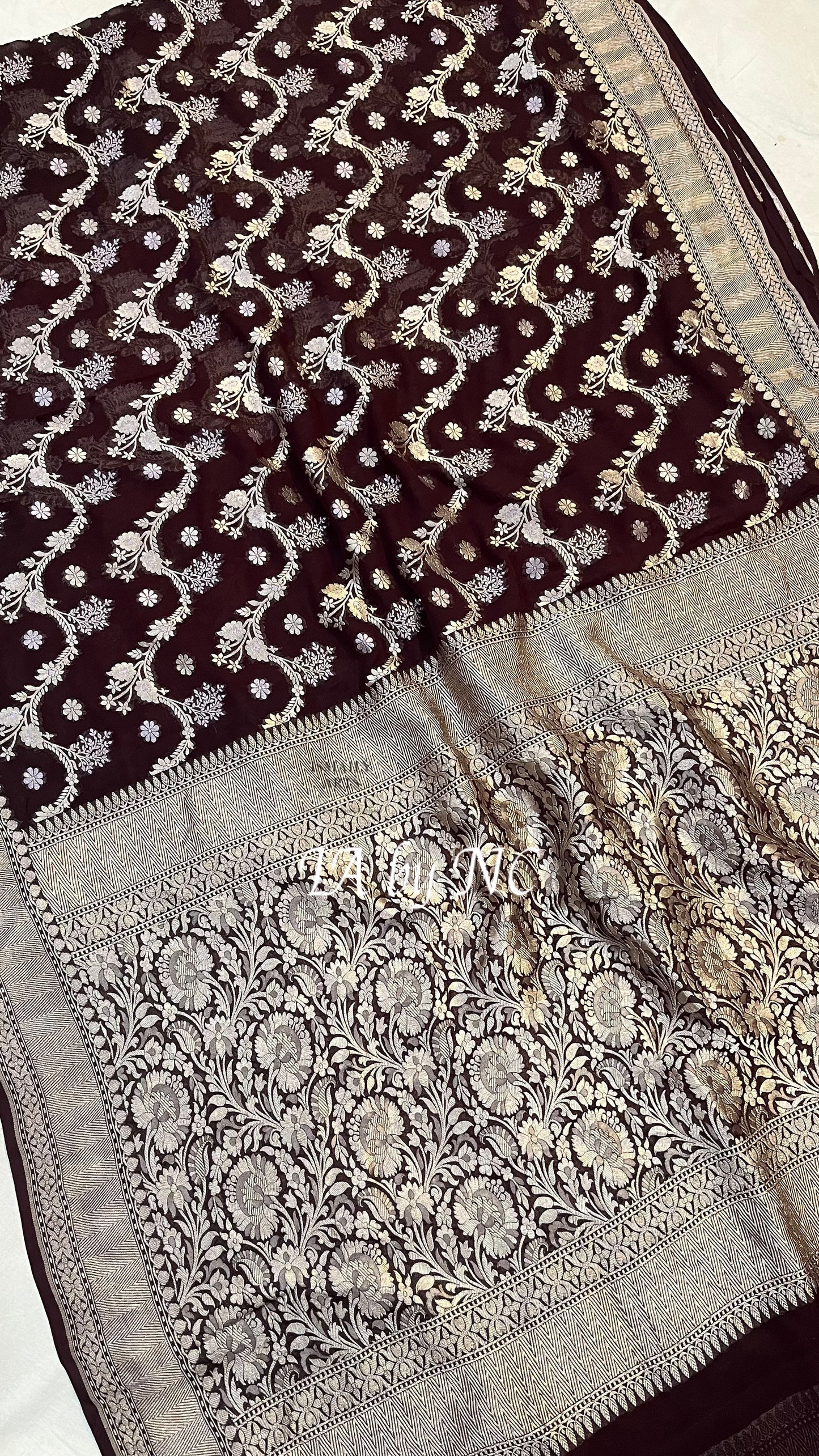 Hickory Banarasi Pure Khaddi Georgette Saree
