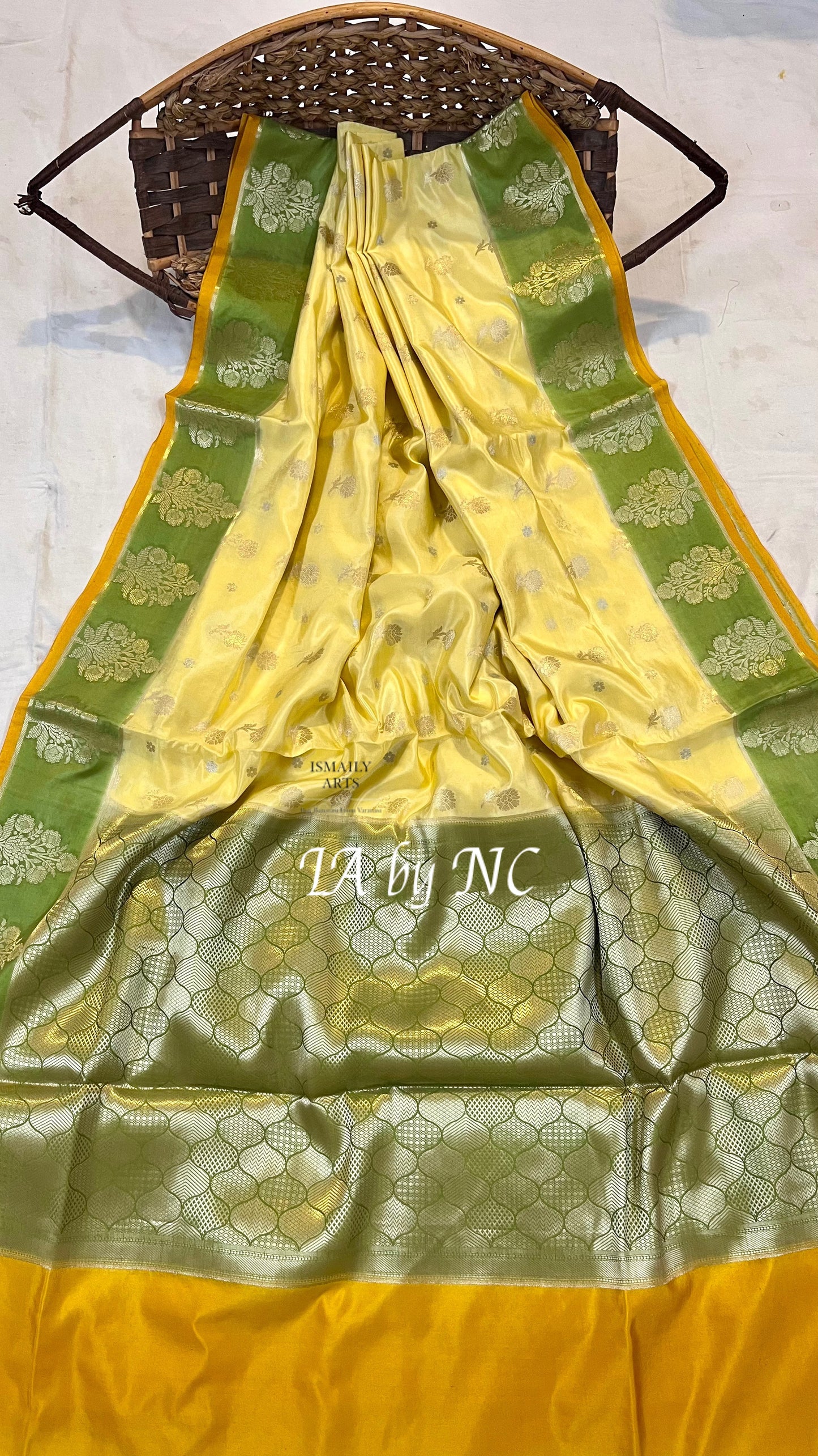 Bumblebee Banarasi Pure Katan Silk Raw Mango Saree