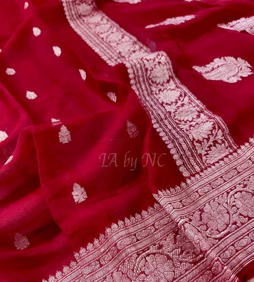 Ruby Banarasi Pure Khaddi Georgette Kadwa Saree