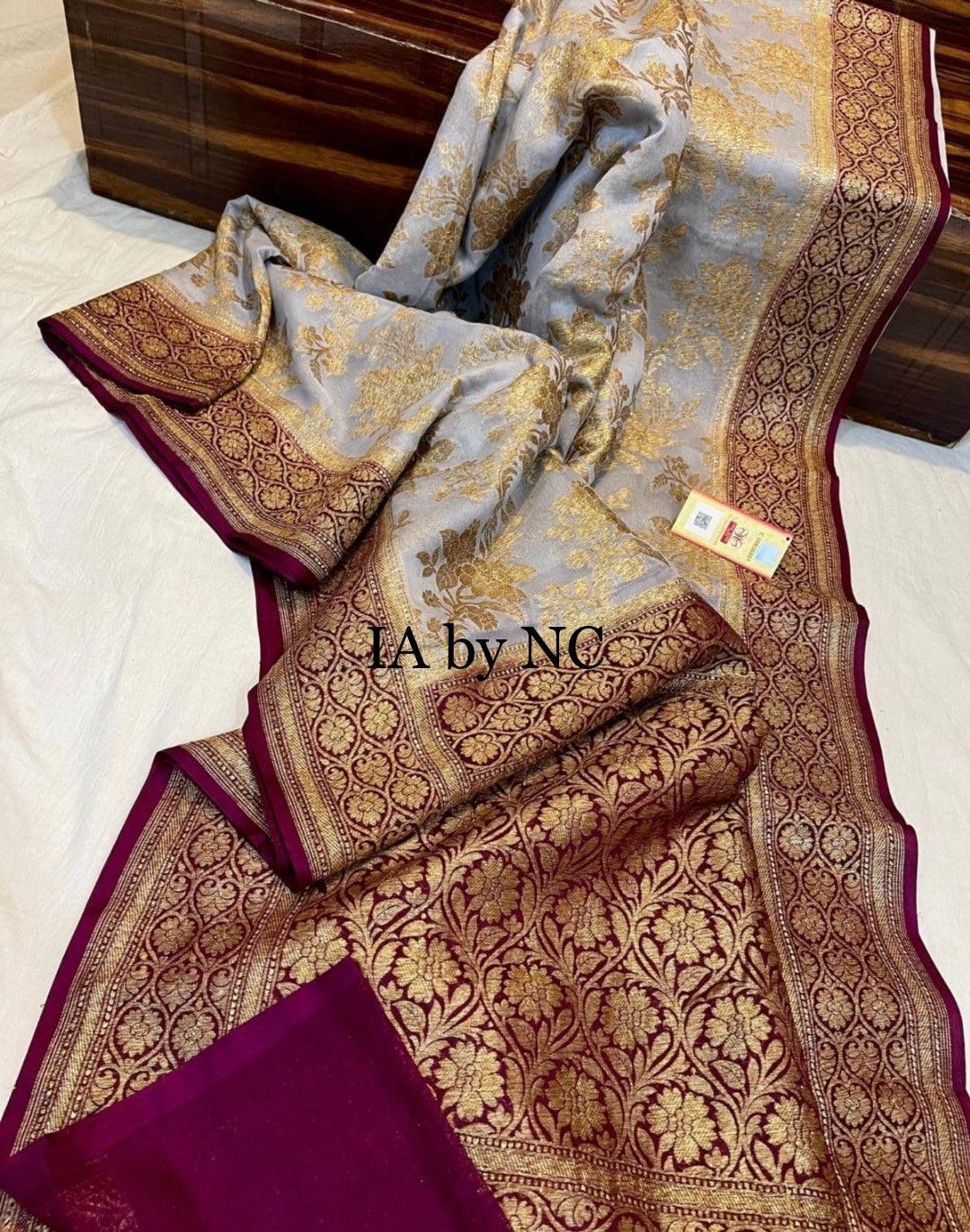 Pearl Banarasi Pure Khaddi Georgette Saree
