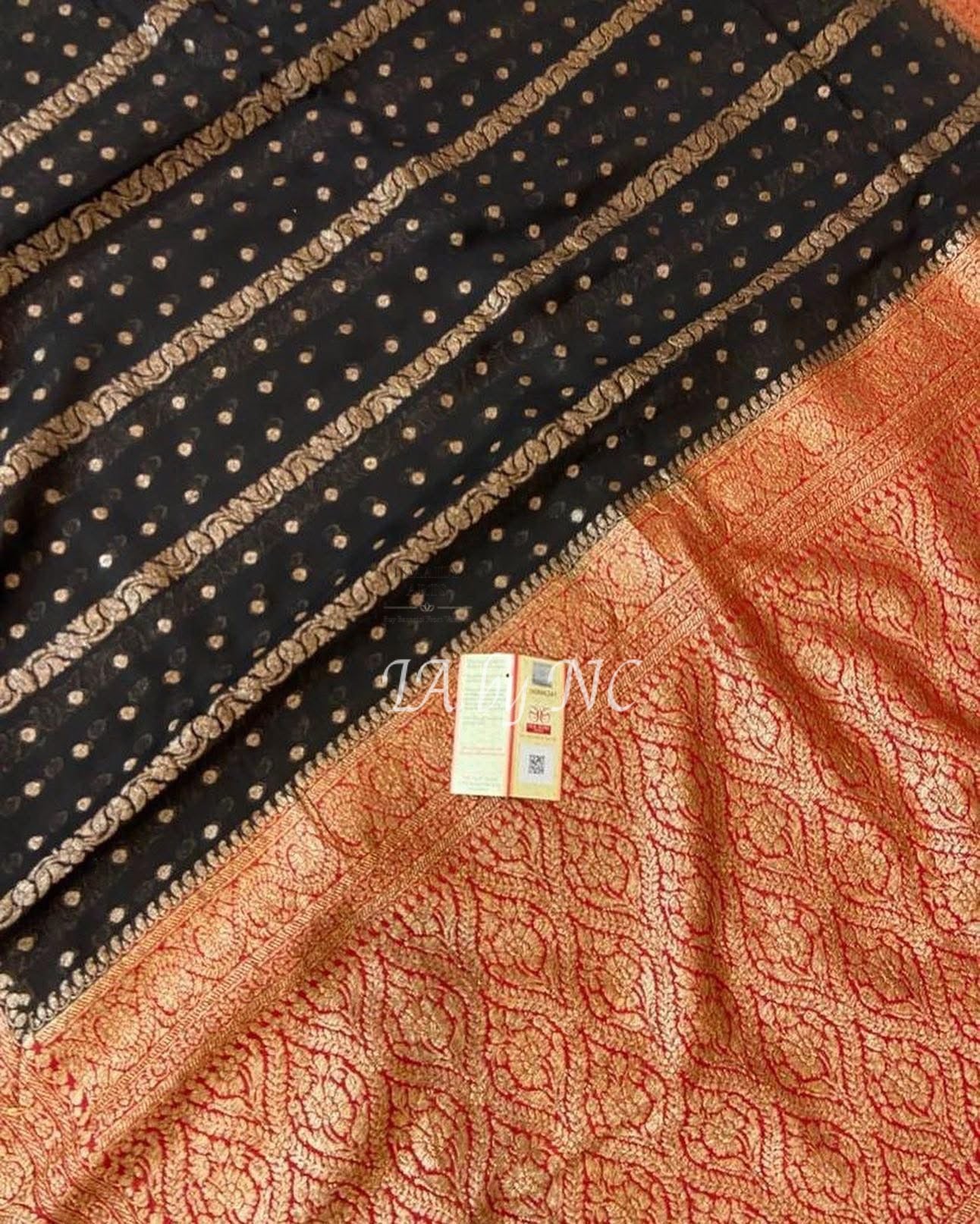 Black Banarasi Pure Khaddi Georgette Saree