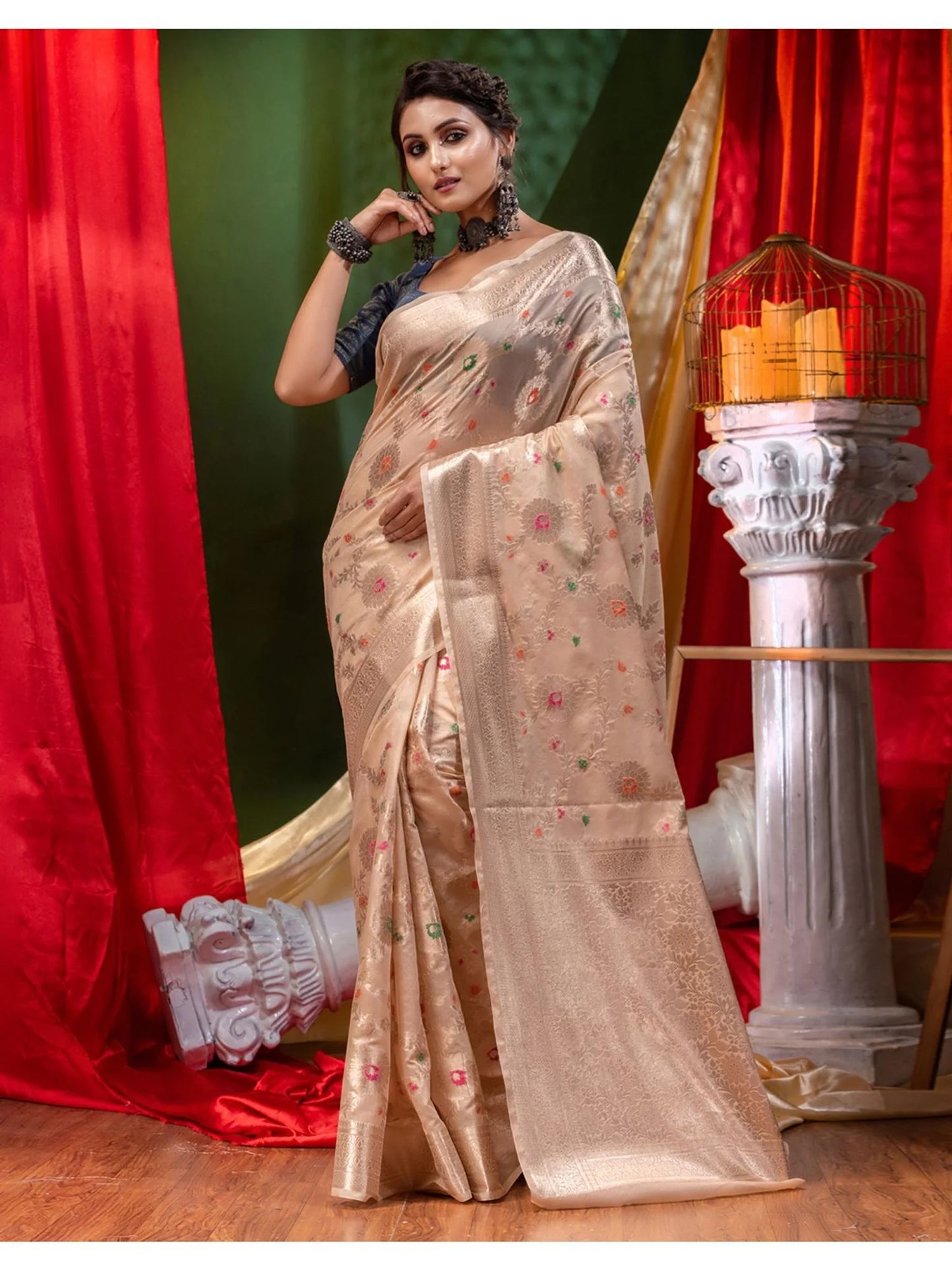 Banarasi Blend Khaddi Georgette Meena Saree