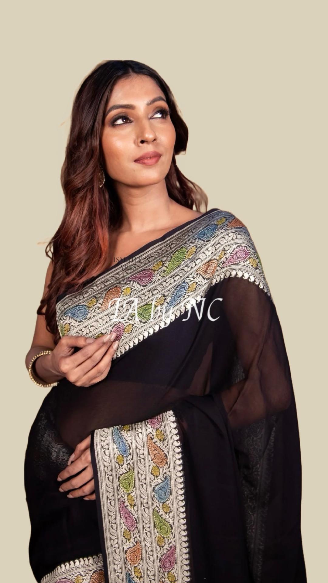 Black Banarasi Pure Khaddi Georgette Saree