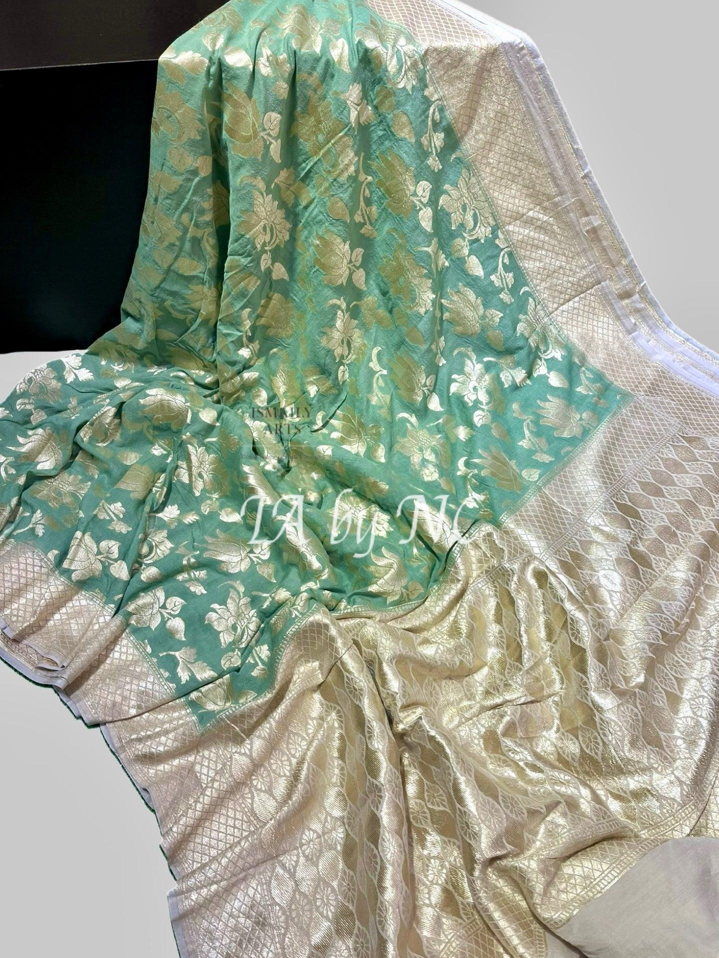 Sage Banarasi Pure Khaddi Munga Saree