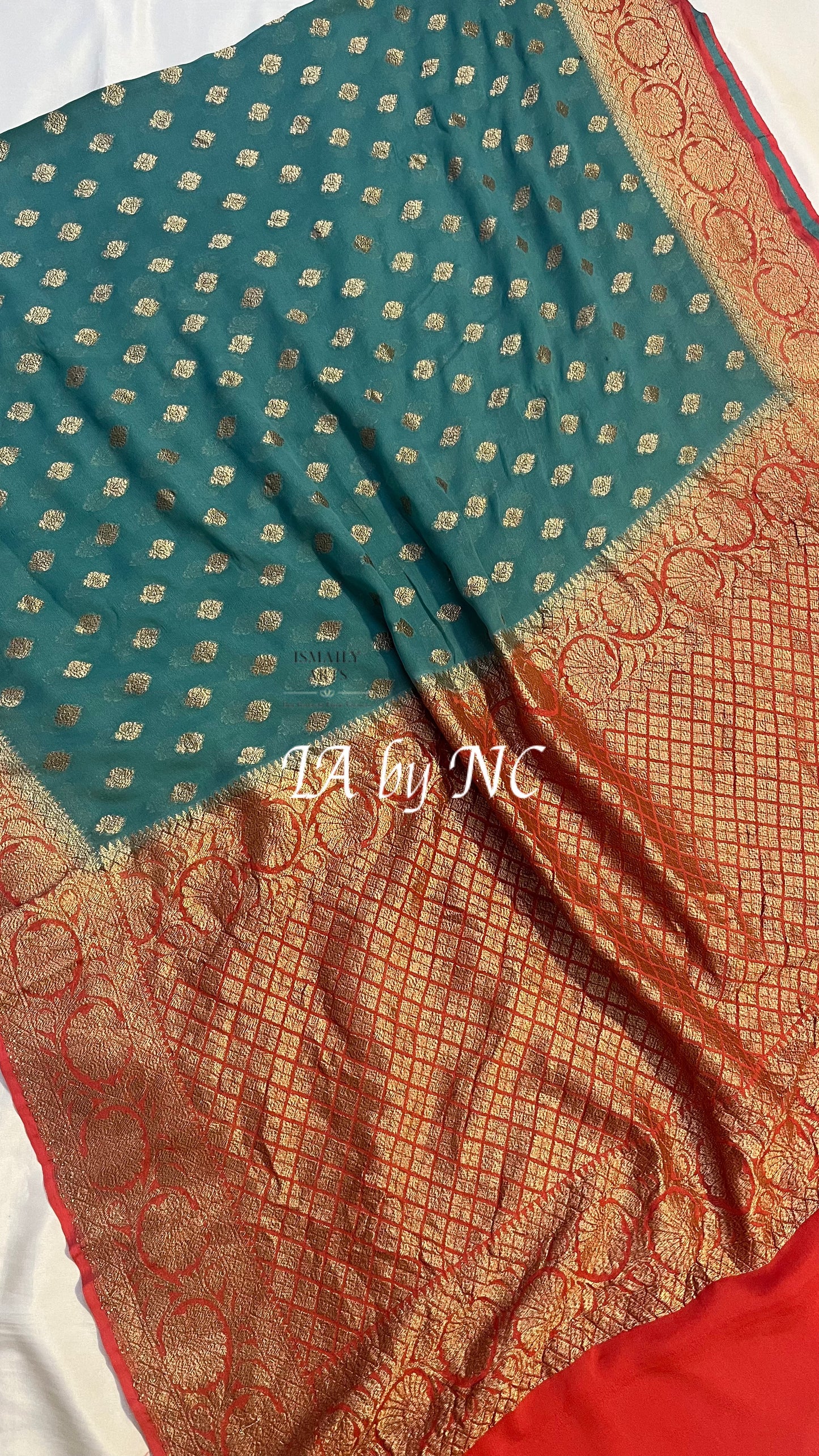 Pine Banarasi Pure Khaddi Georgette Saree