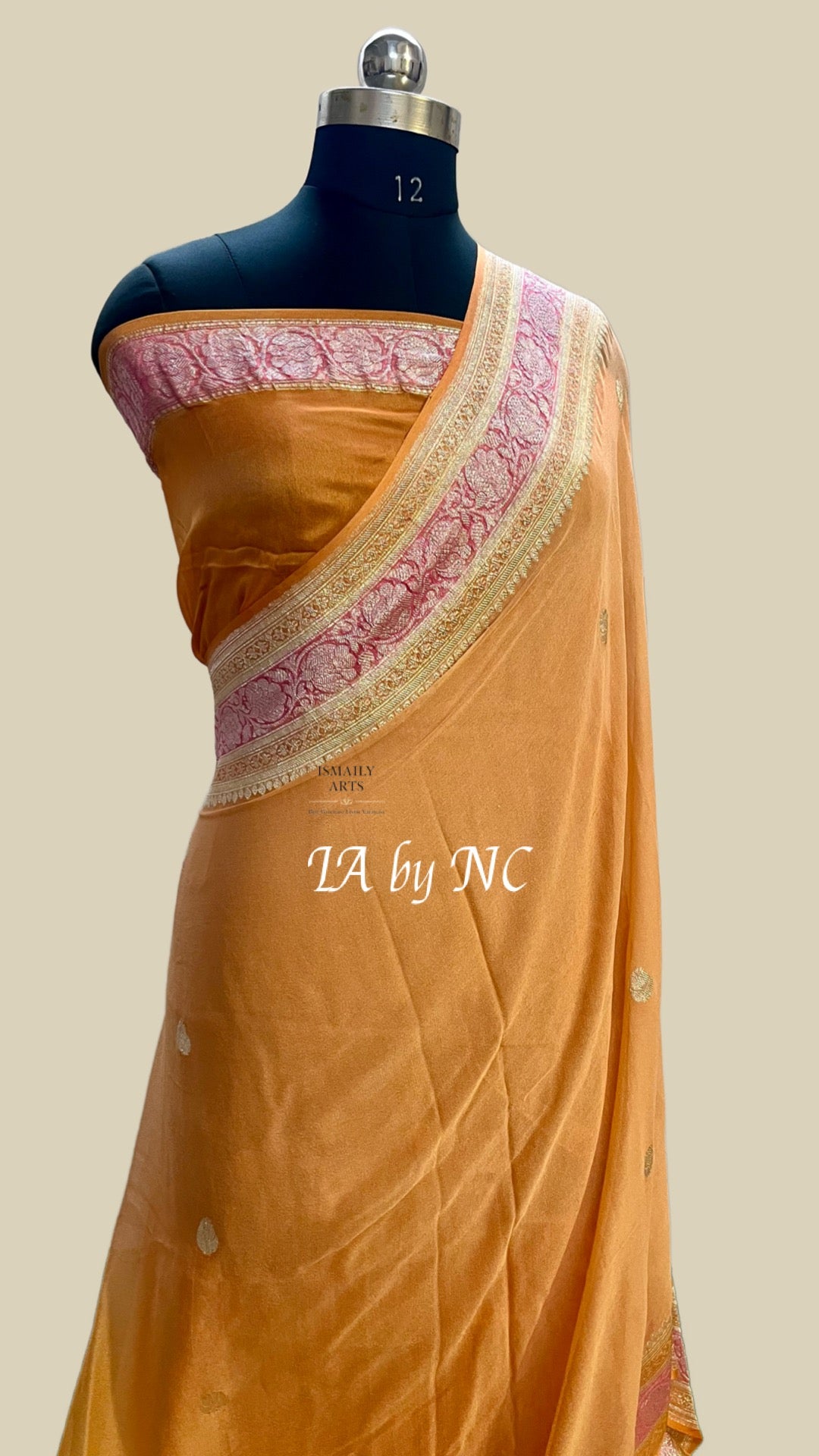 Ochre Banarasi Pure Khaddi Georgette Kadwa Saree
