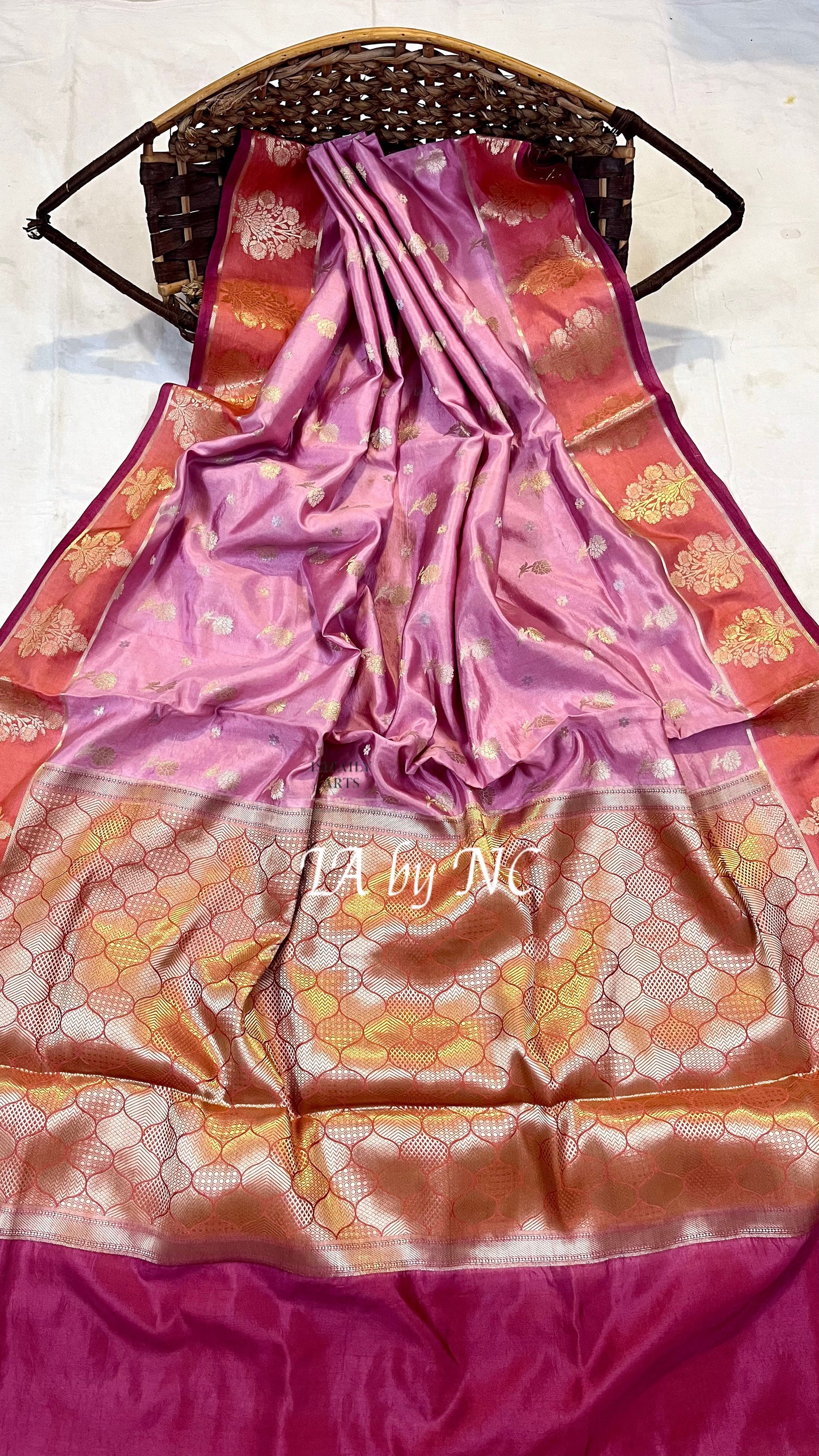 Mulberry Banarasi Pure Katan Silk Raw Mango Saree
