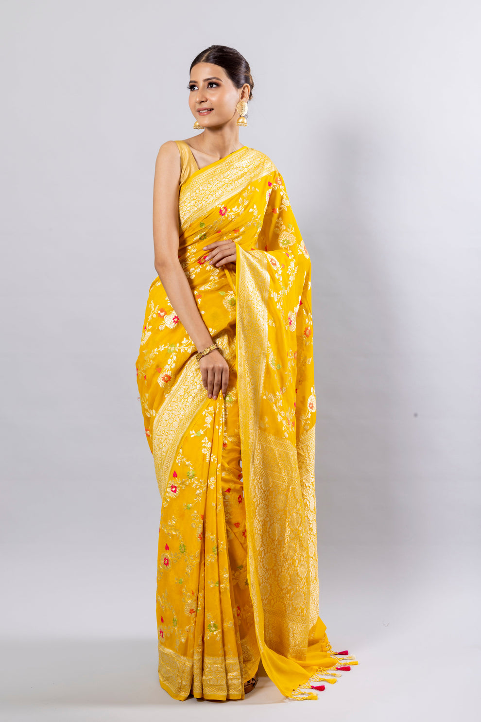Tuscany Banarasi Pure Khaddi Georgette Meenakari Saree